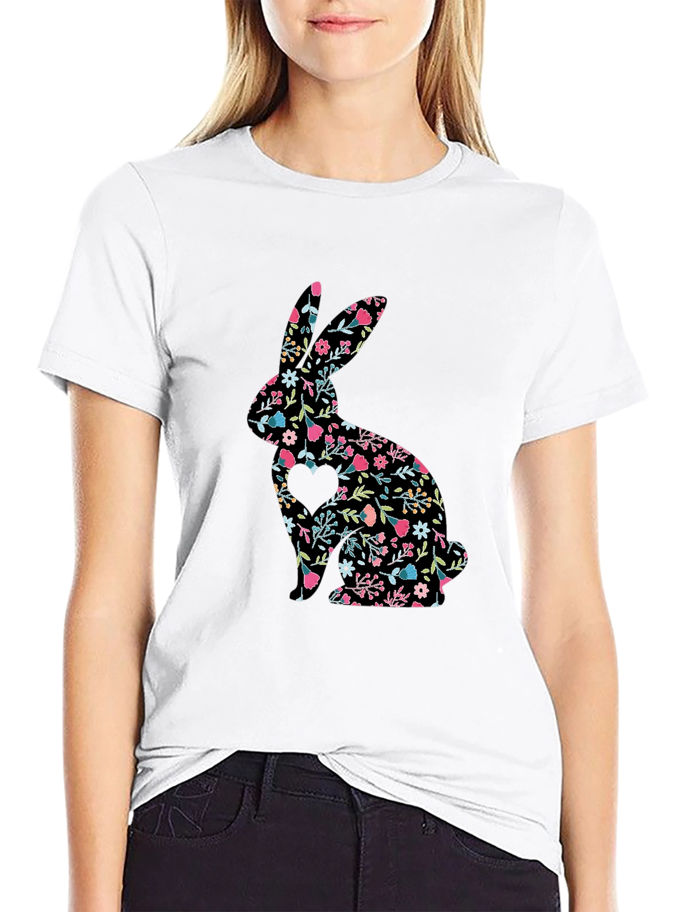 Floral Bunny T-Shirt - Cute Easter Tee