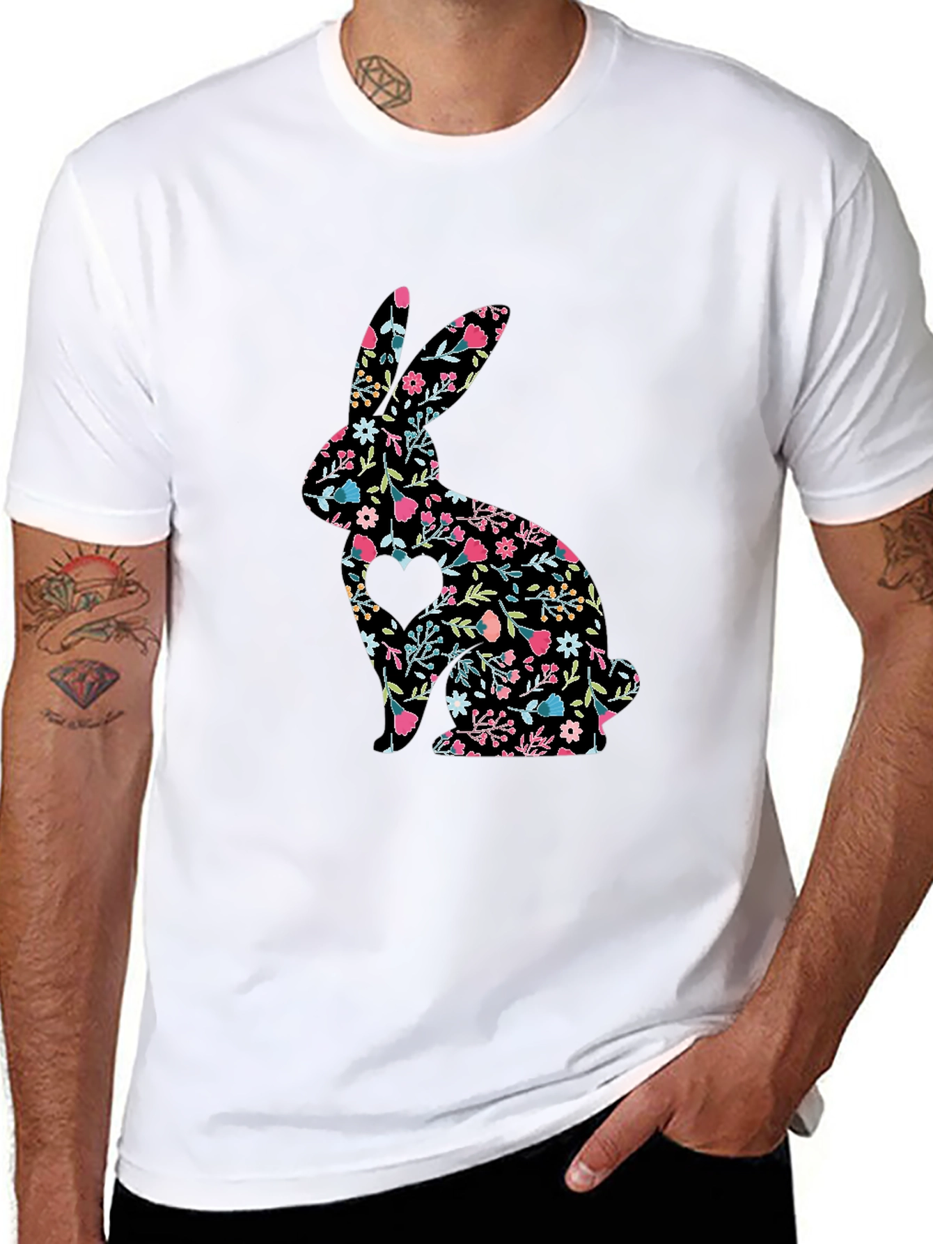 Floral Bunny T-Shirt - Cute Easter Tee