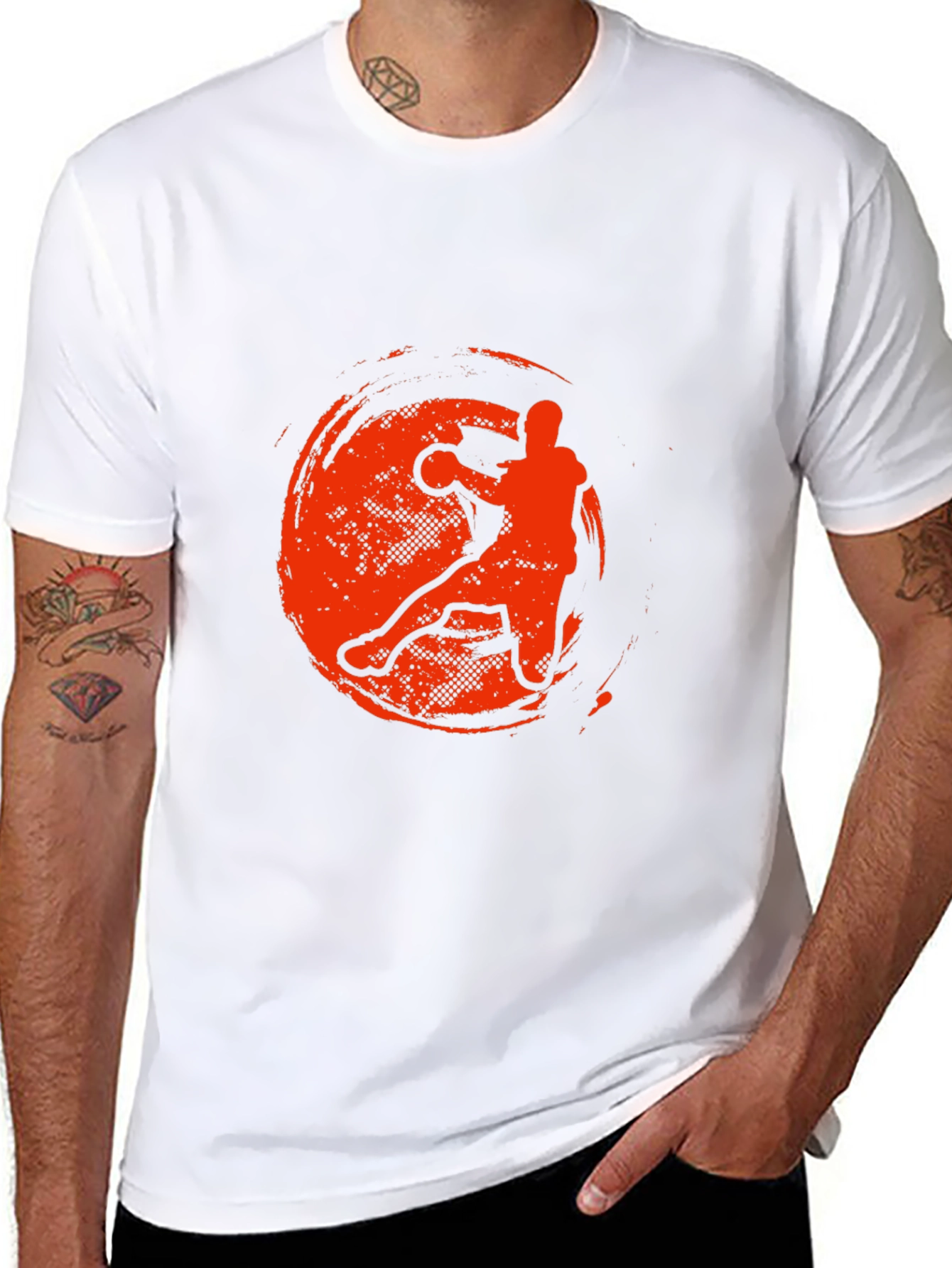 Handball Player Graphic T-Shirt - Black