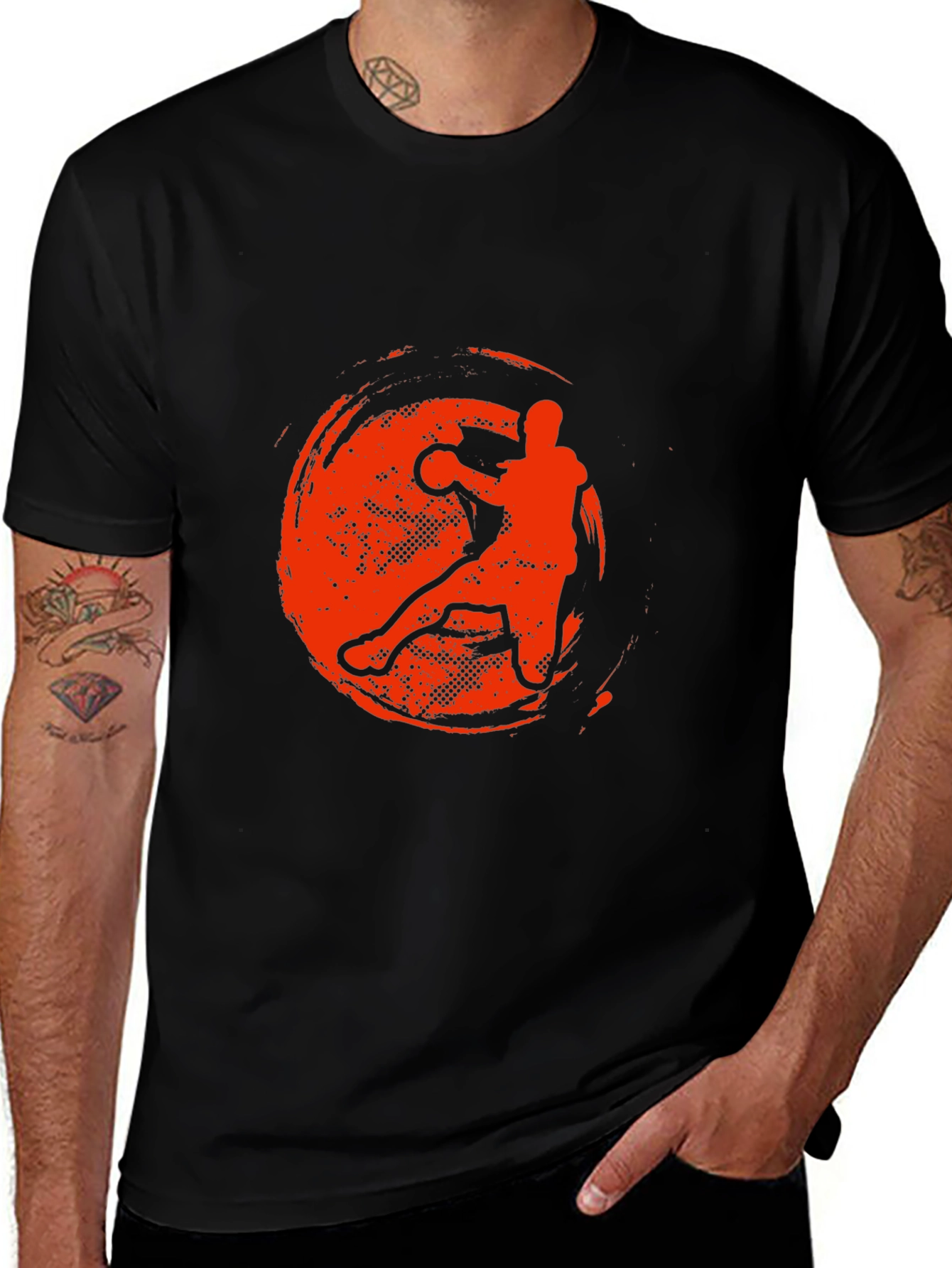 Handball Player Graphic T-Shirt - Black