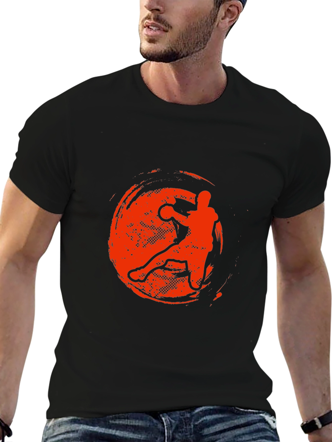 Handball Player Graphic T-Shirt - Black