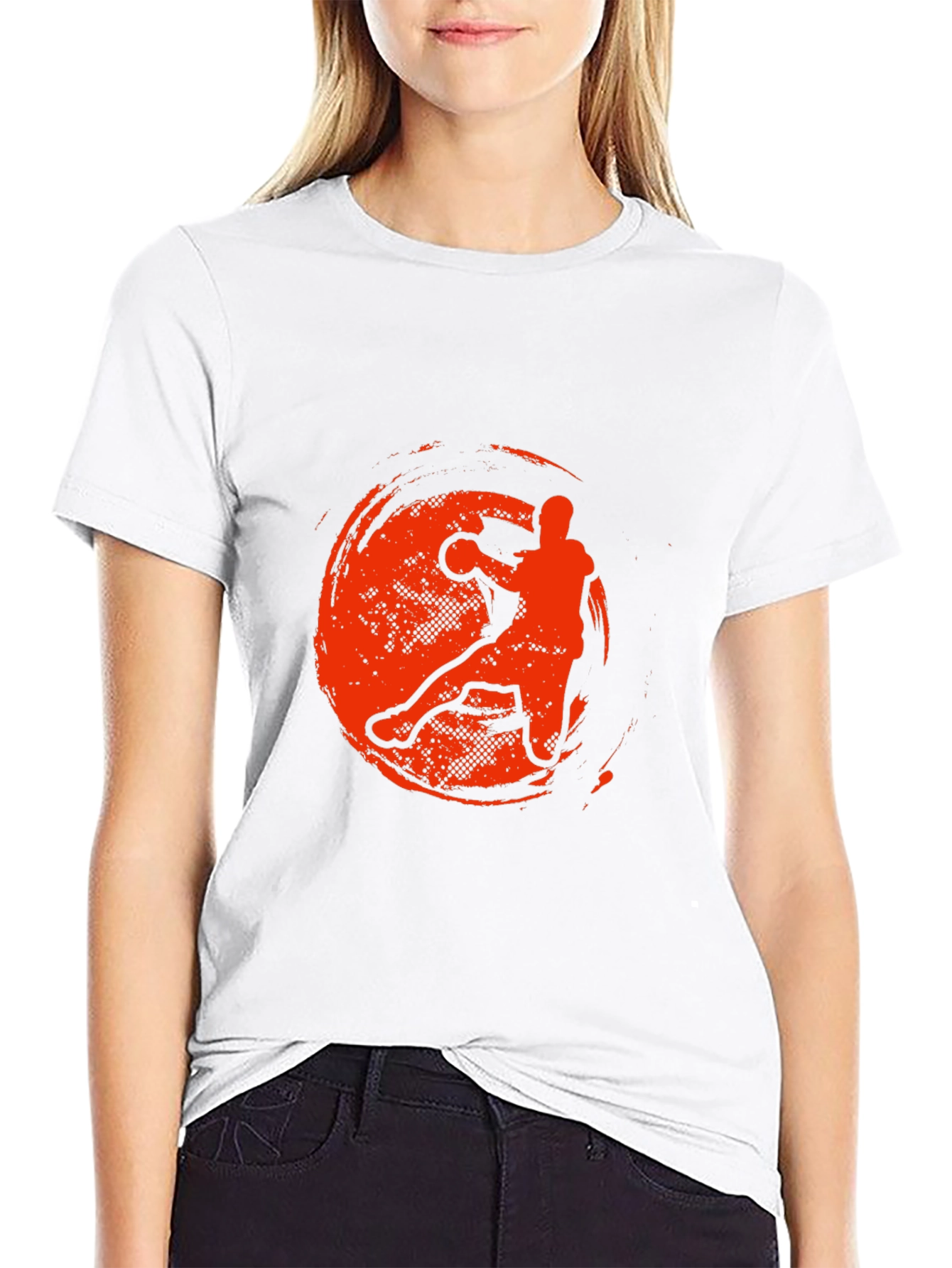 Handball Player Graphic T-Shirt - Black