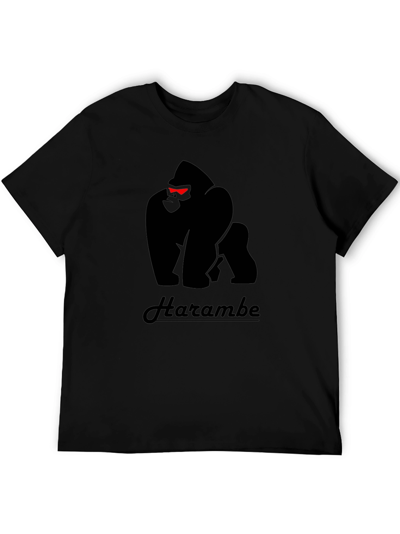 Harambe Gorilla Graphic Print Black T-Shirt