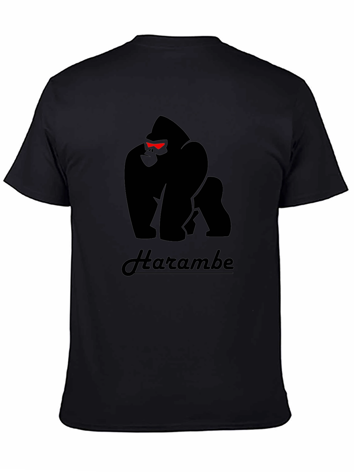 Harambe Gorilla Graphic Print Black T-Shirt