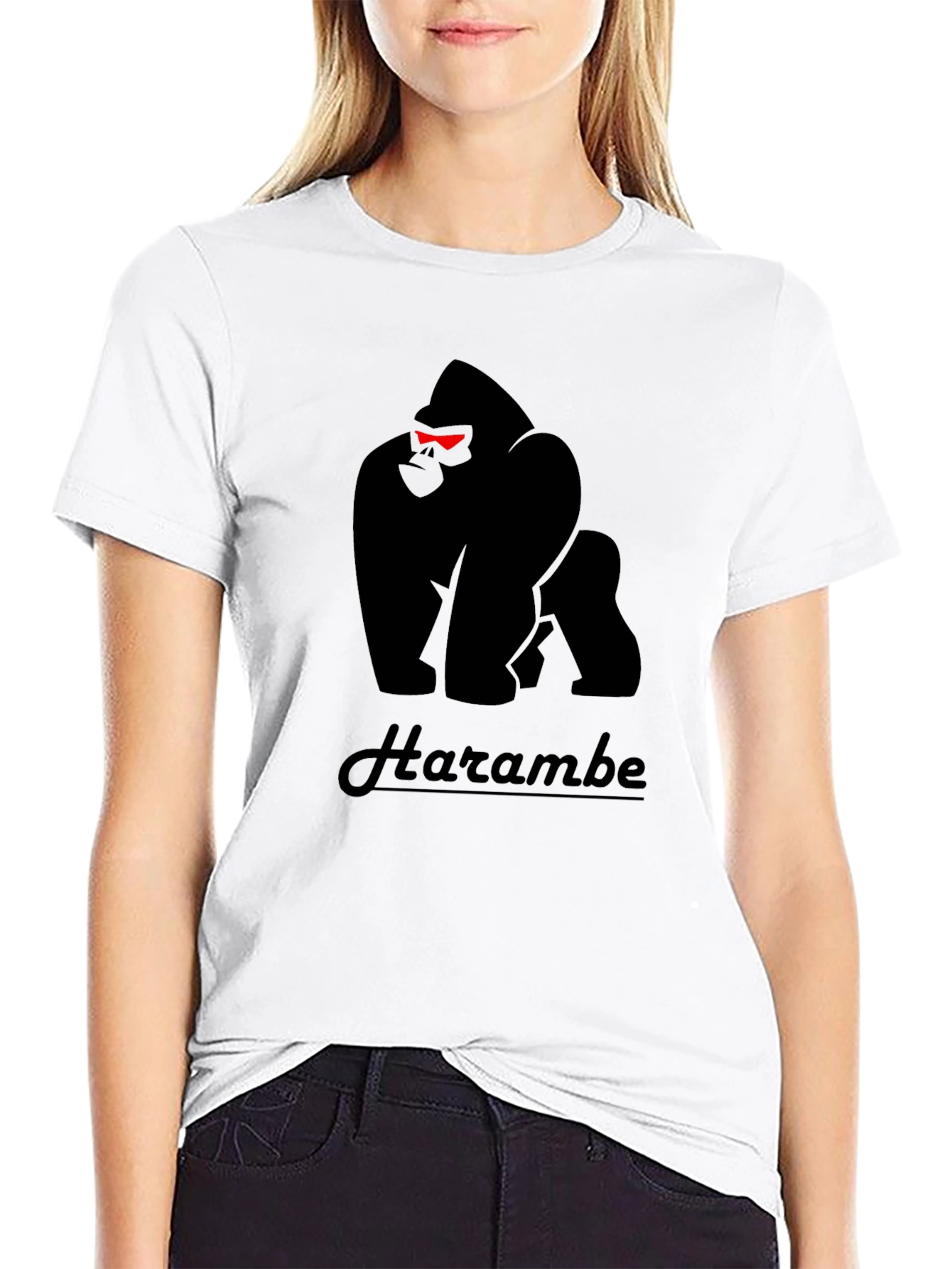 Harambe Gorilla Graphic Print Black T-Shirt