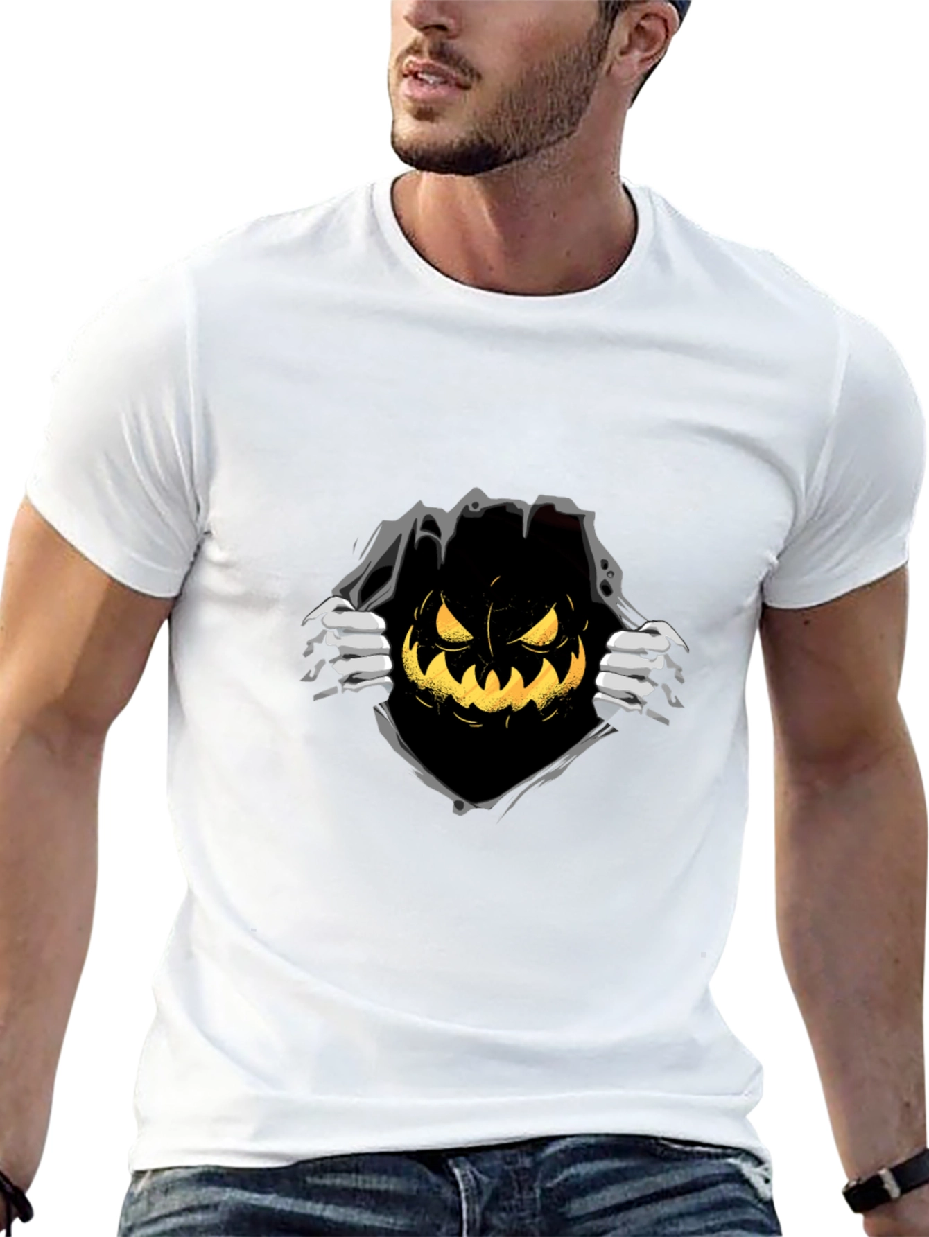 Halloween Pumpkin Graphic Tee - Black T-Shirt