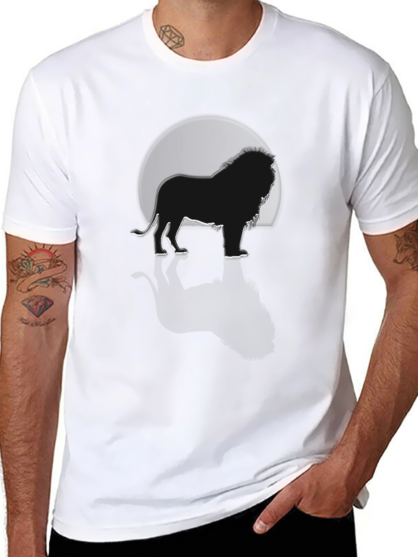 Lion Silhouette Graphic Tee - Black