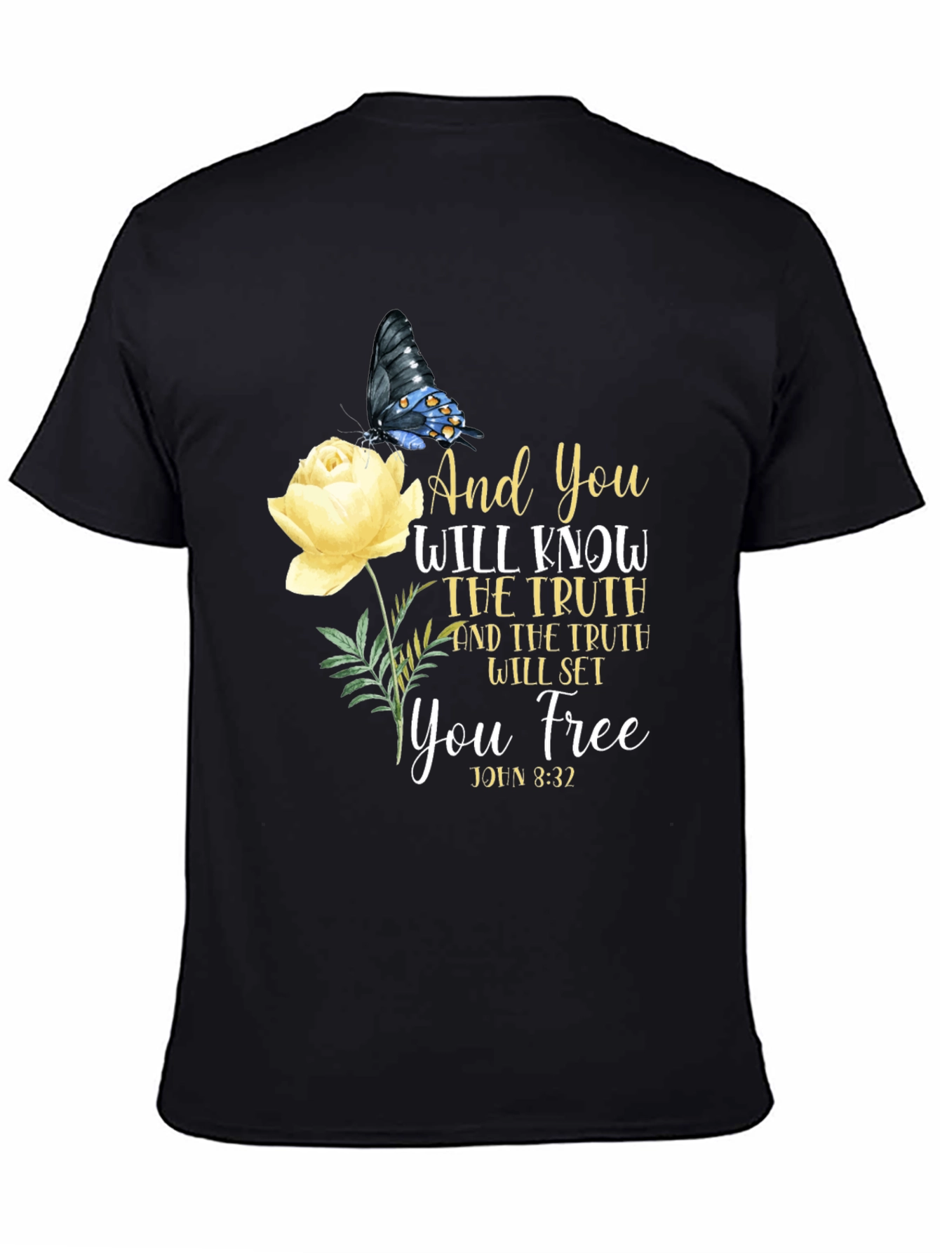 Faith-Based Butterfly & Rose Graphic T-Shirt