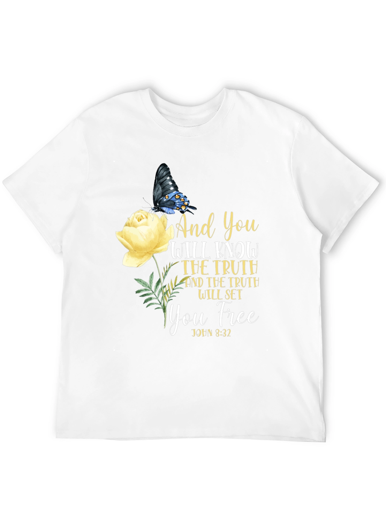 Faith-Based Butterfly & Rose Graphic T-Shirt