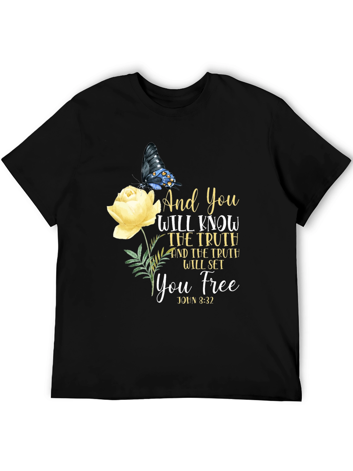 Faith-Based Butterfly & Rose Graphic T-Shirt