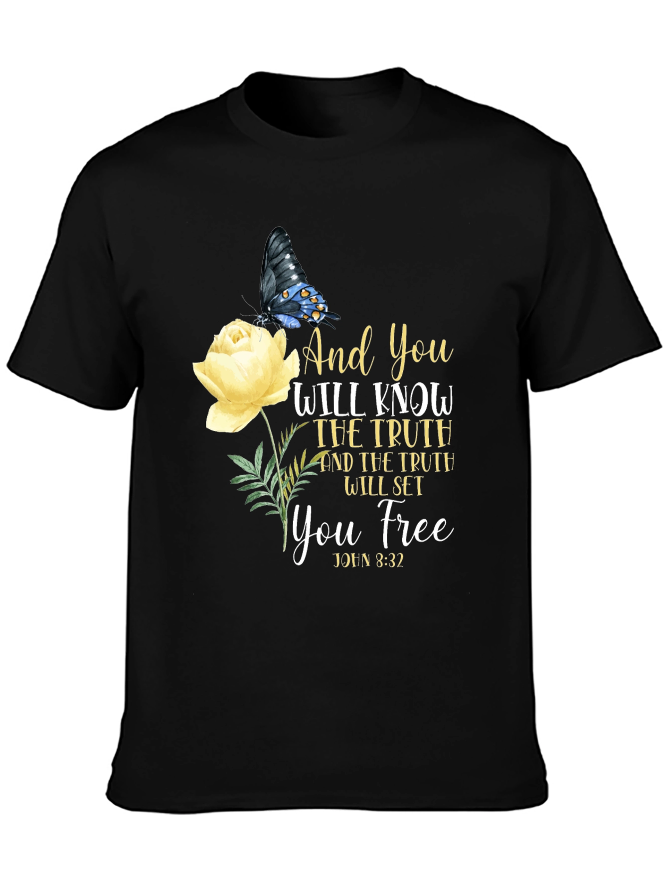 Faith-Based Butterfly & Rose Graphic T-Shirt