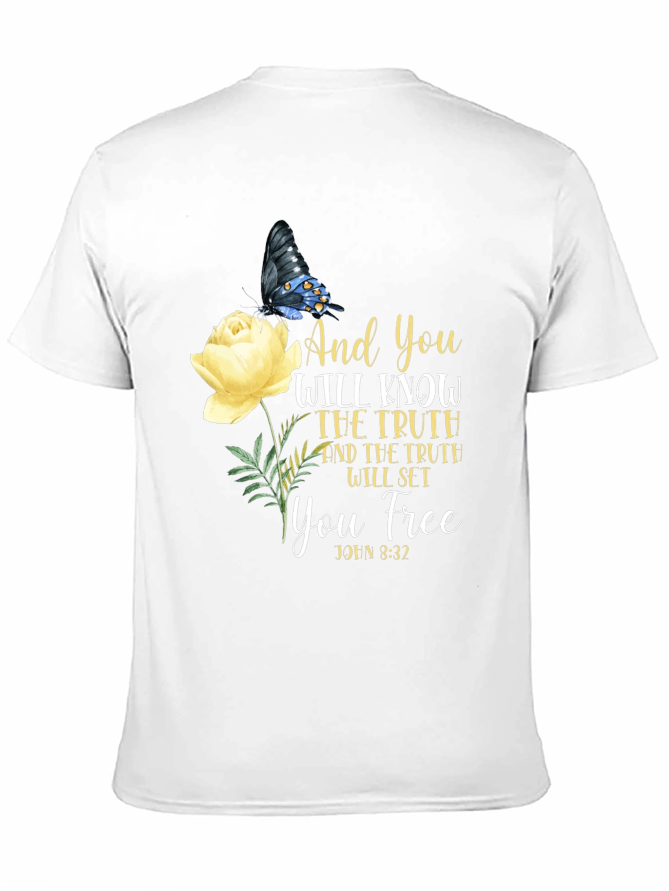 Faith-Based Butterfly & Rose Graphic T-Shirt