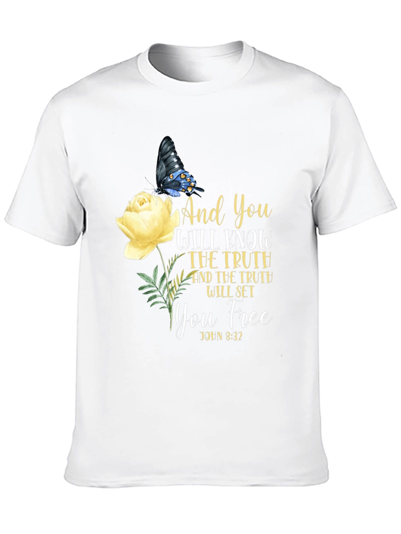 Faith-Based Butterfly & Rose Graphic T-Shirt