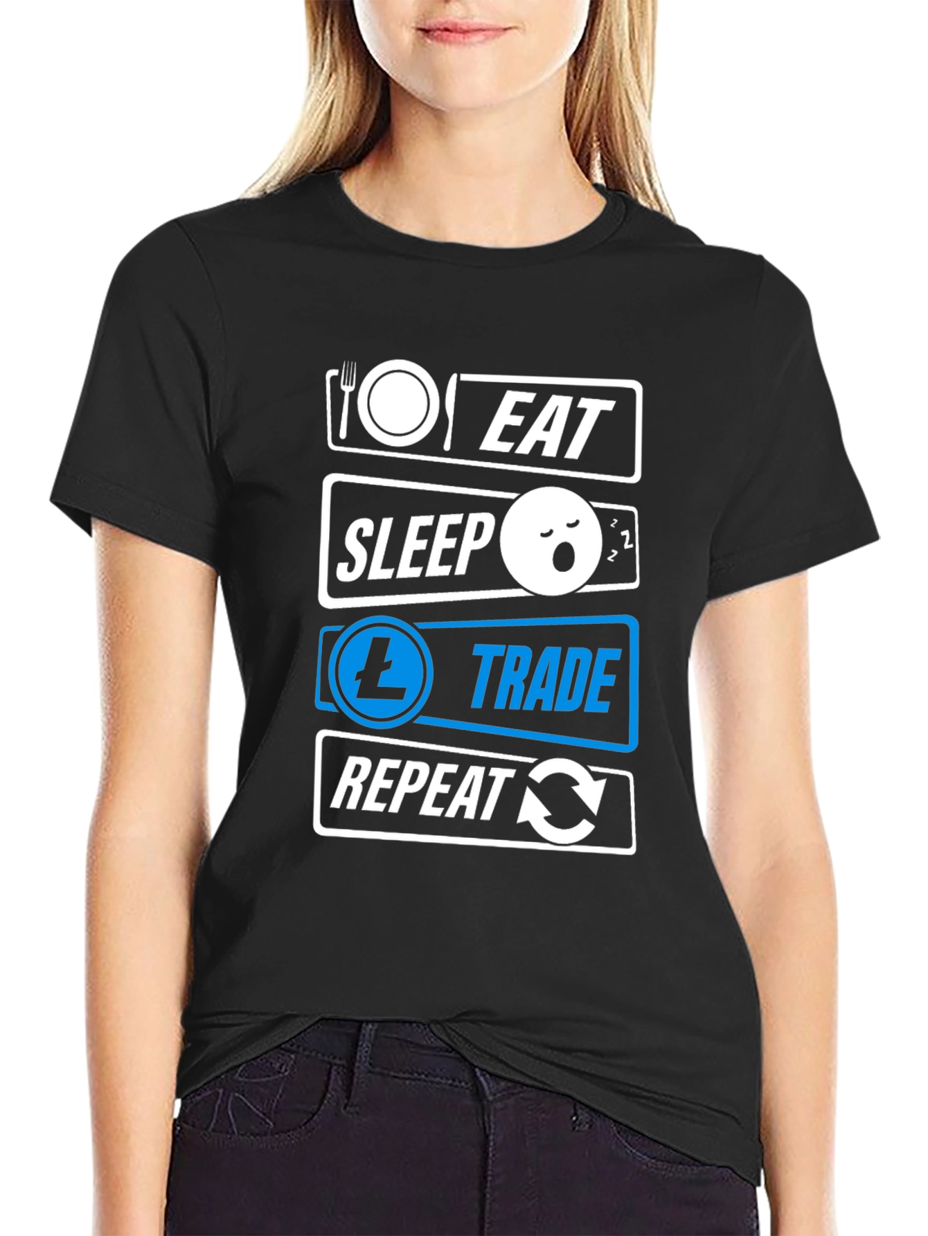 Eat Sleep Trade Repeat Black T-Shirt