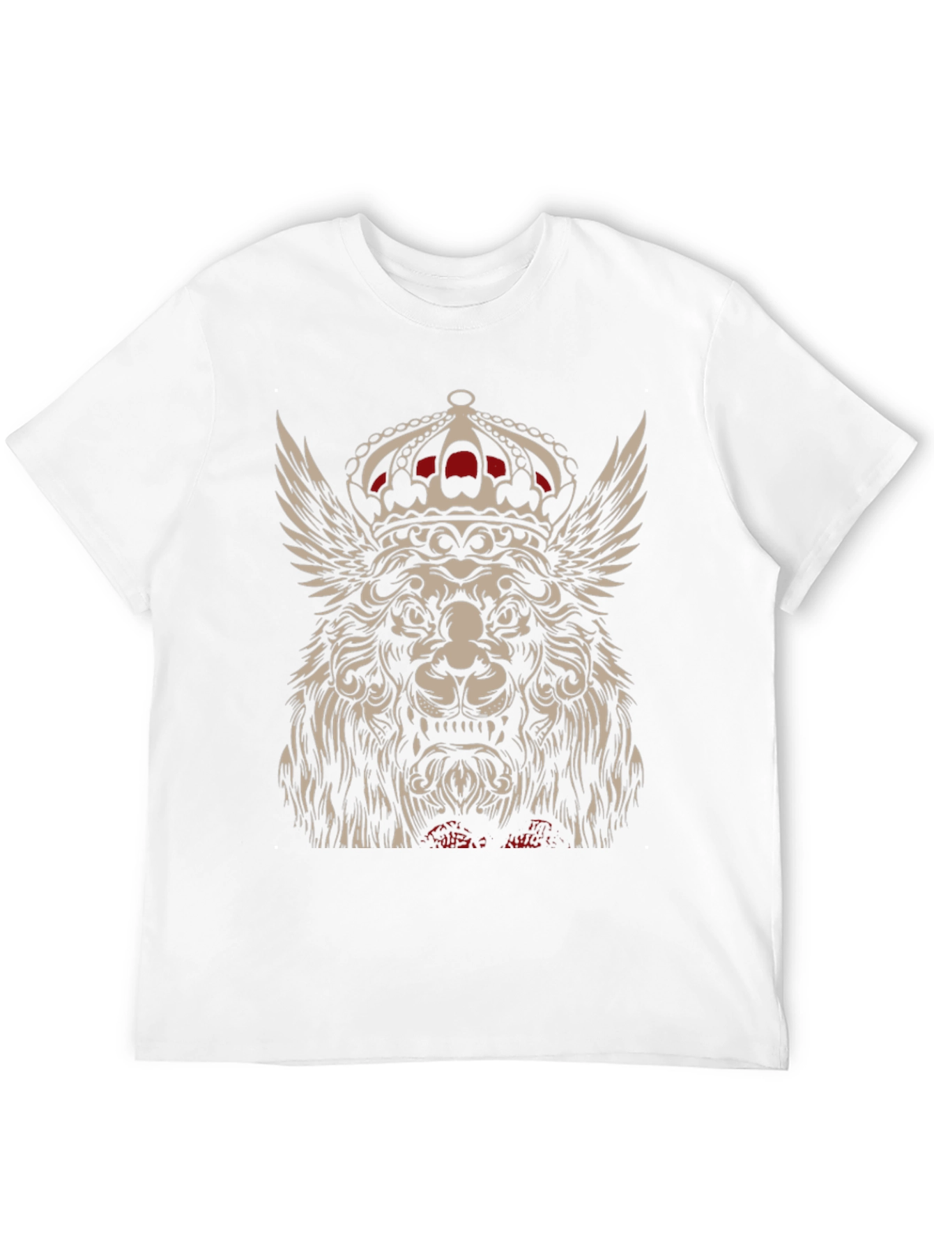 Winged Lion King Crown Graphic T-Shirt - Black