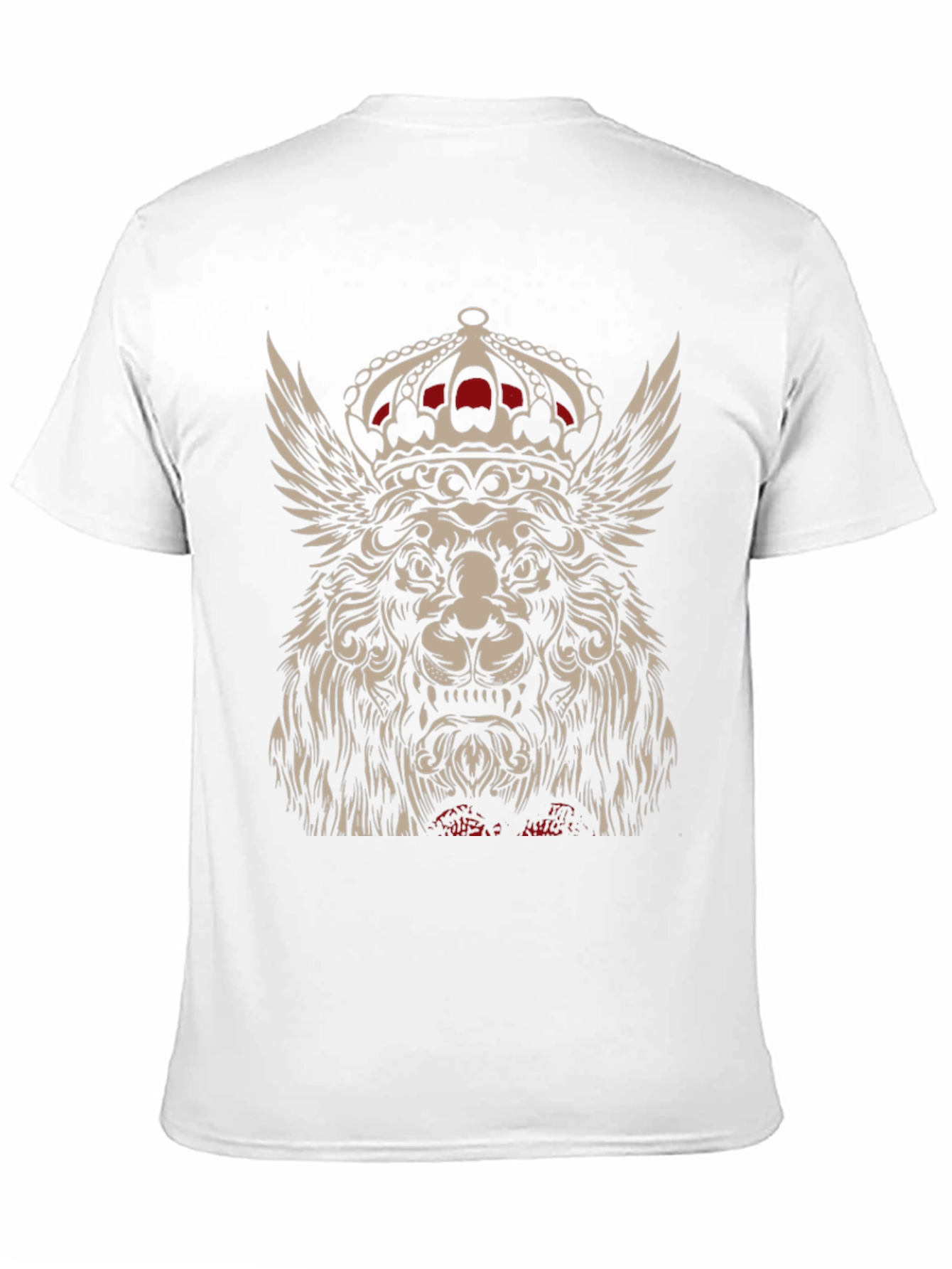 Winged Lion King Crown Graphic T-Shirt - Black