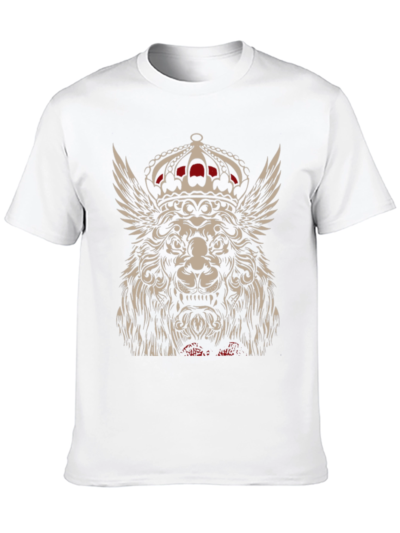 Winged Lion King Crown Graphic T-Shirt - Black