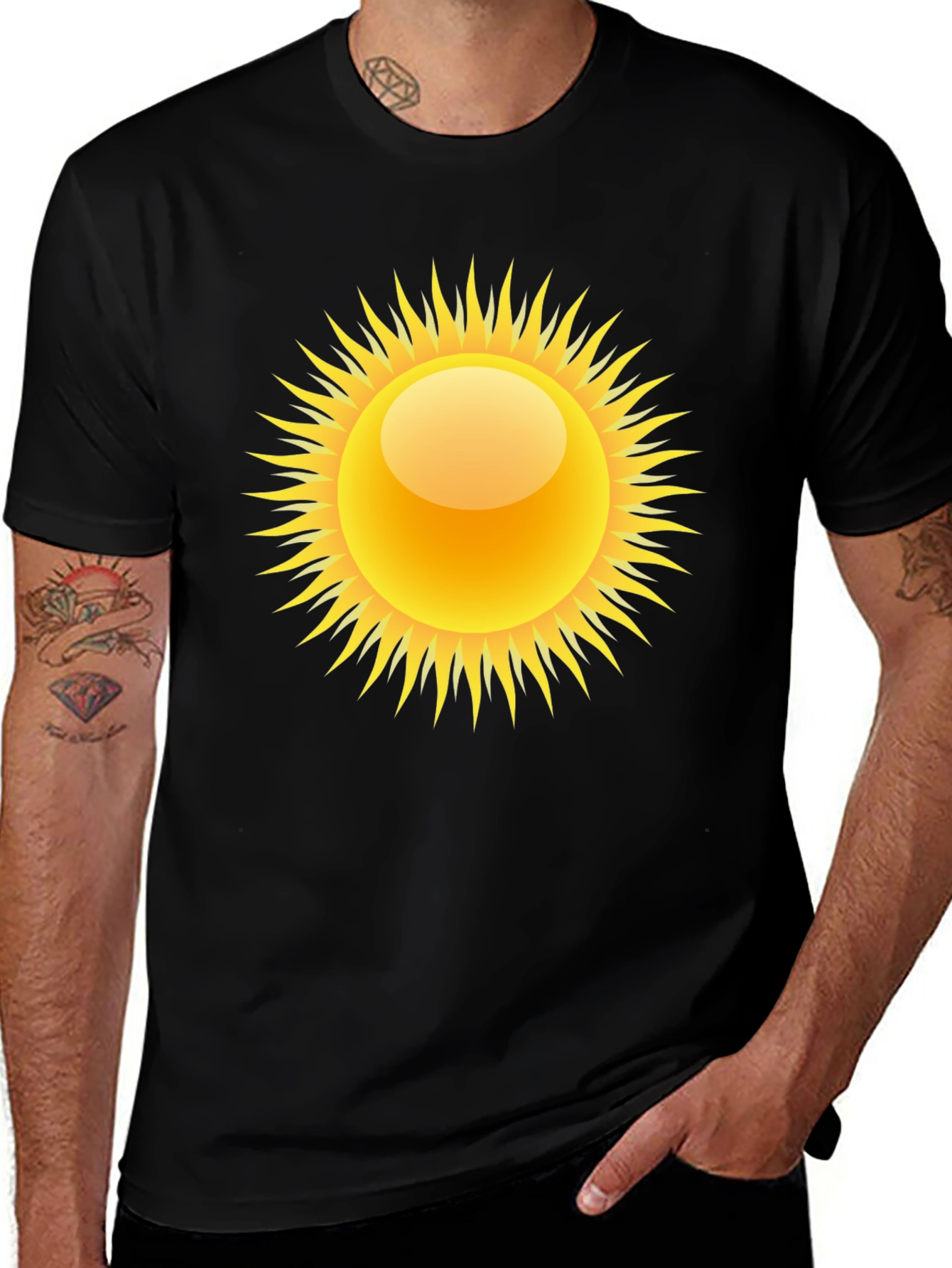 Sun Graphic Black Tee - Stylish Summer Apparel
