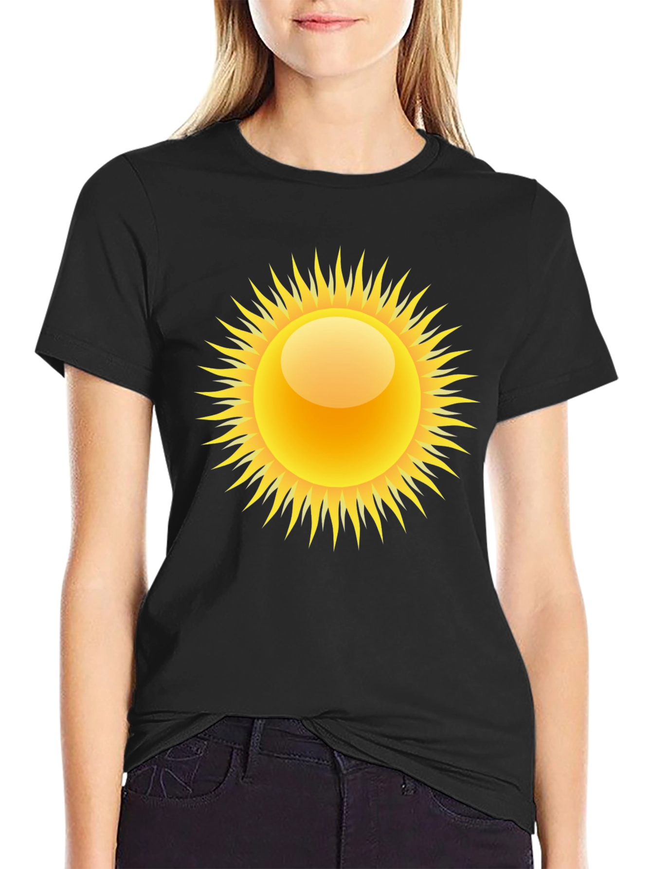 Sun Graphic Black Tee - Stylish Summer Apparel