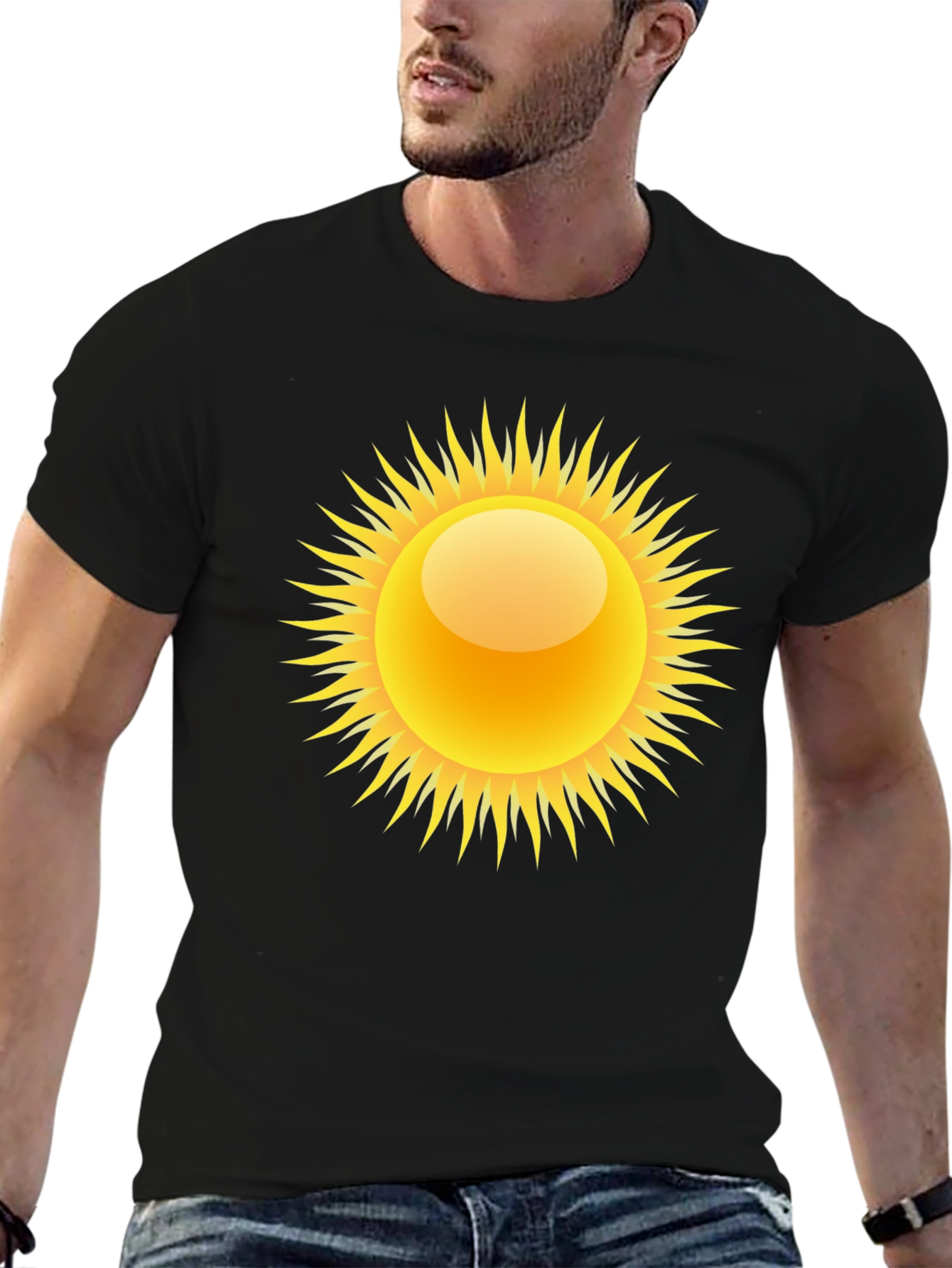 Sun Graphic Black Tee - Stylish Summer Apparel
