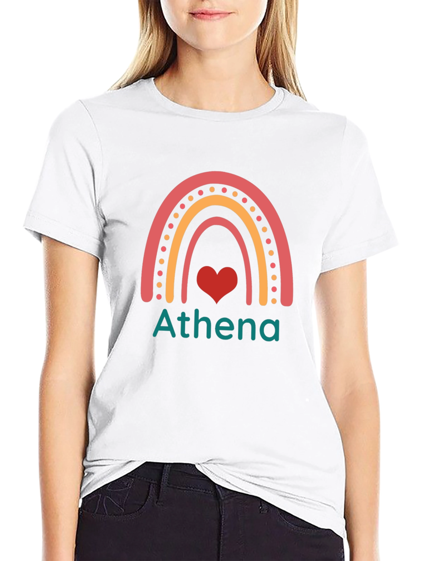 Athena Rainbow Heart Personalized T-Shirt