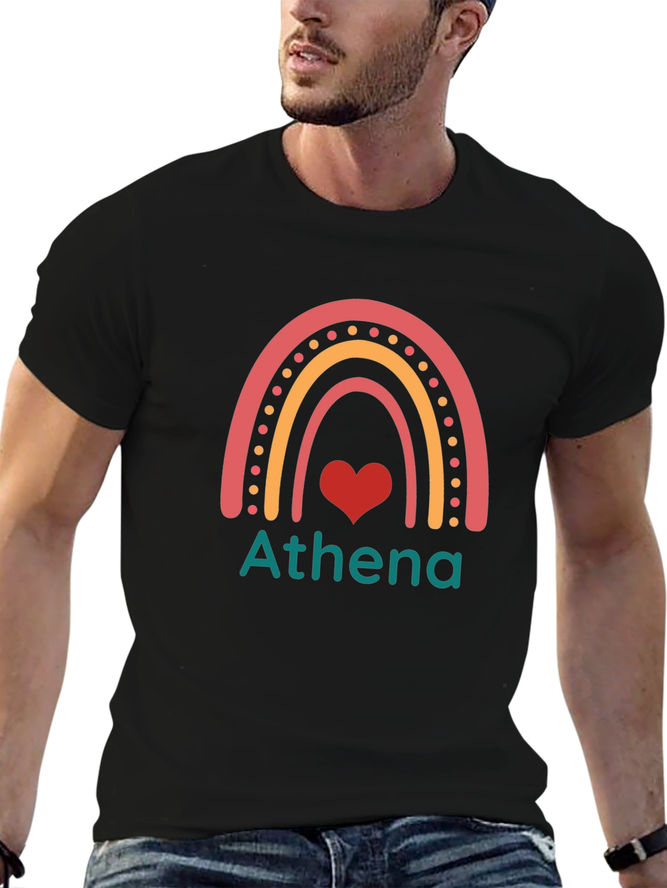 Athena Rainbow Heart Personalized T-Shirt