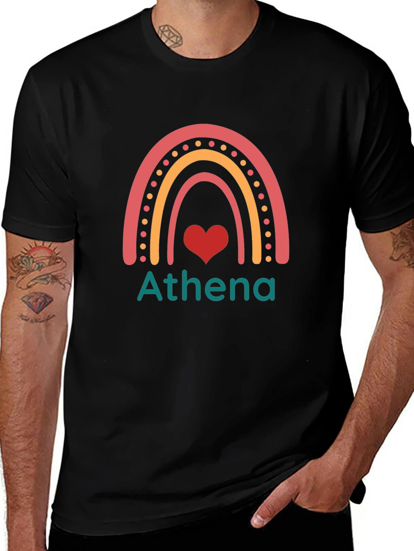 Athena Rainbow Heart Personalized T-Shirt