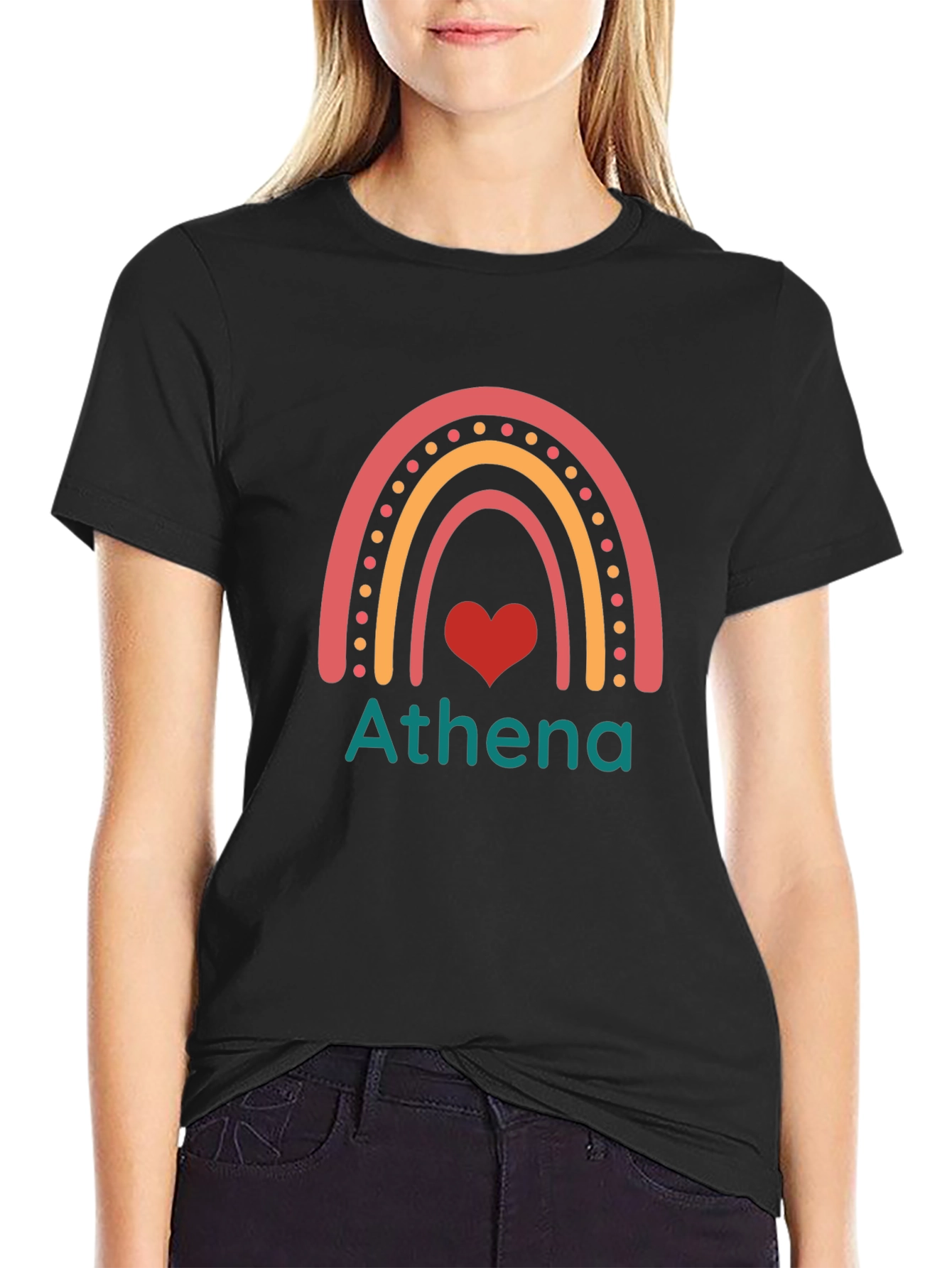 Athena Rainbow Heart Personalized T-Shirt