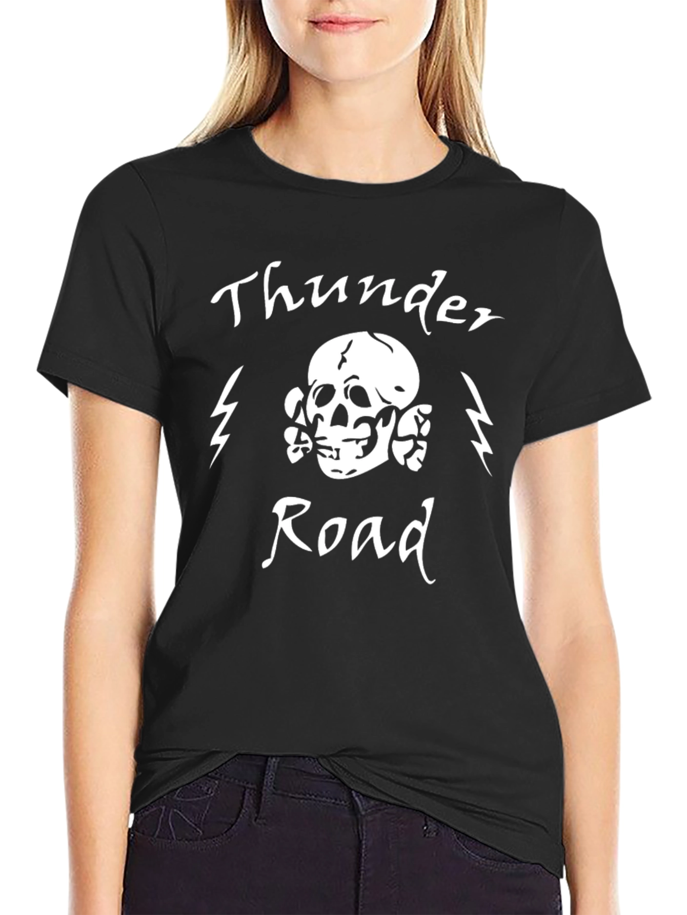 Thunder Road Skull Graphic Tee - Black