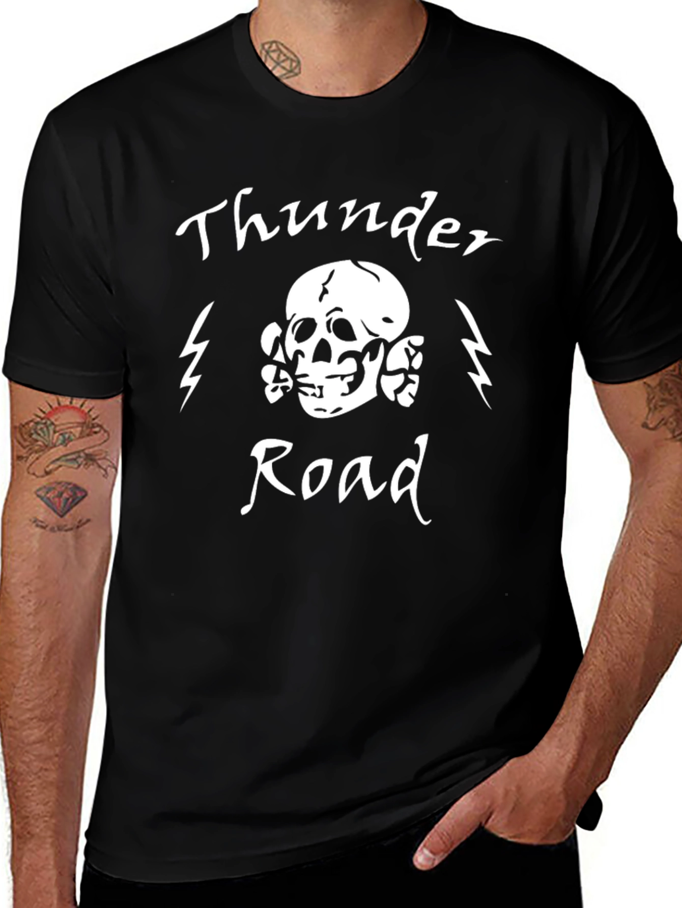 Thunder Road Skull Graphic Tee - Black