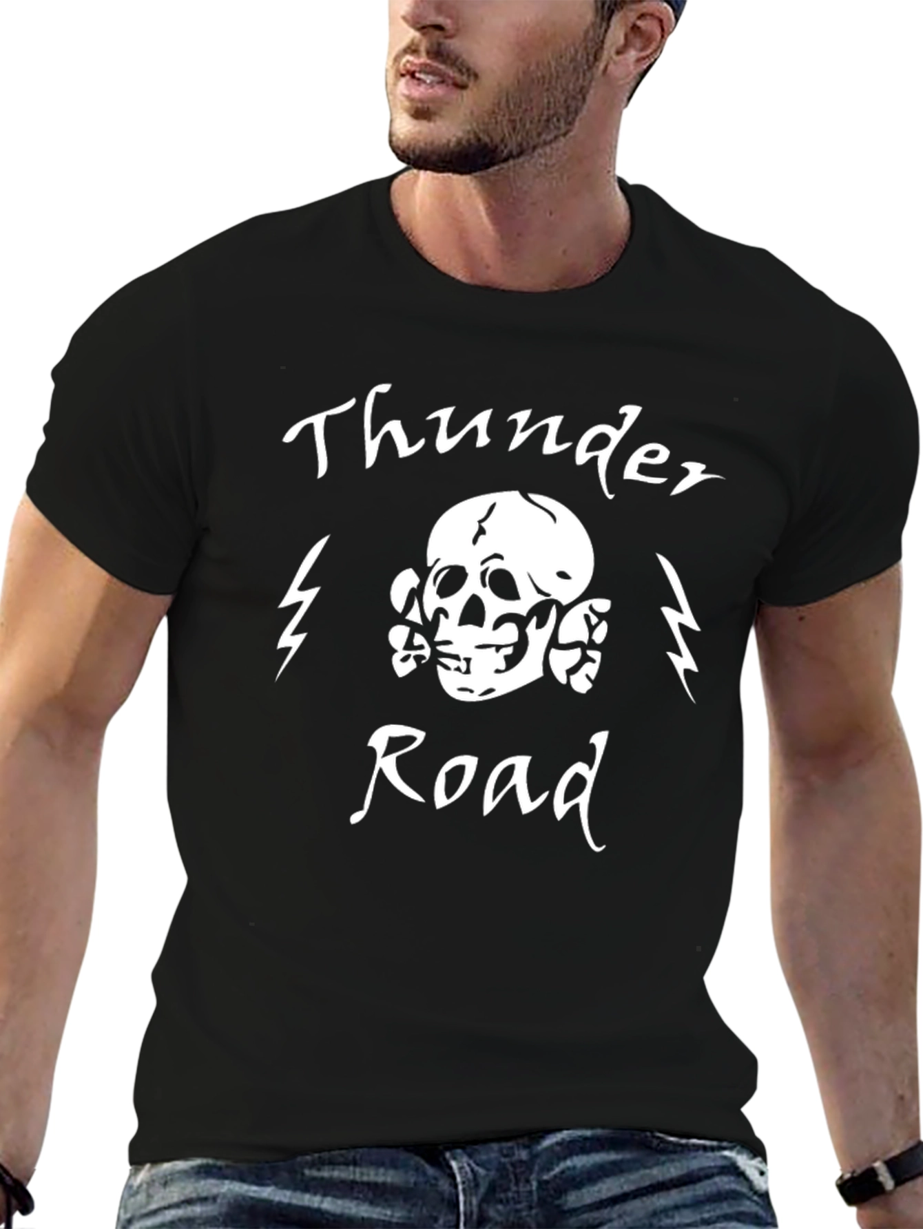 Thunder Road Skull Graphic Tee - Black