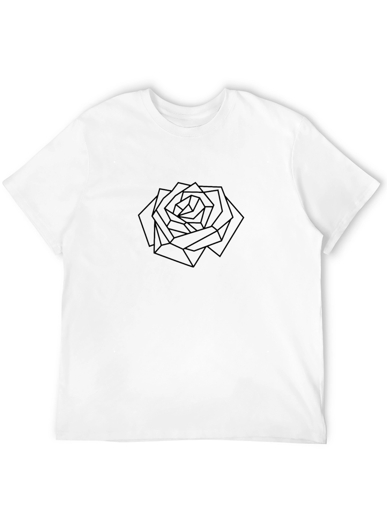 Geometric Rose Graphic Tee - Modern Black T-Shirt