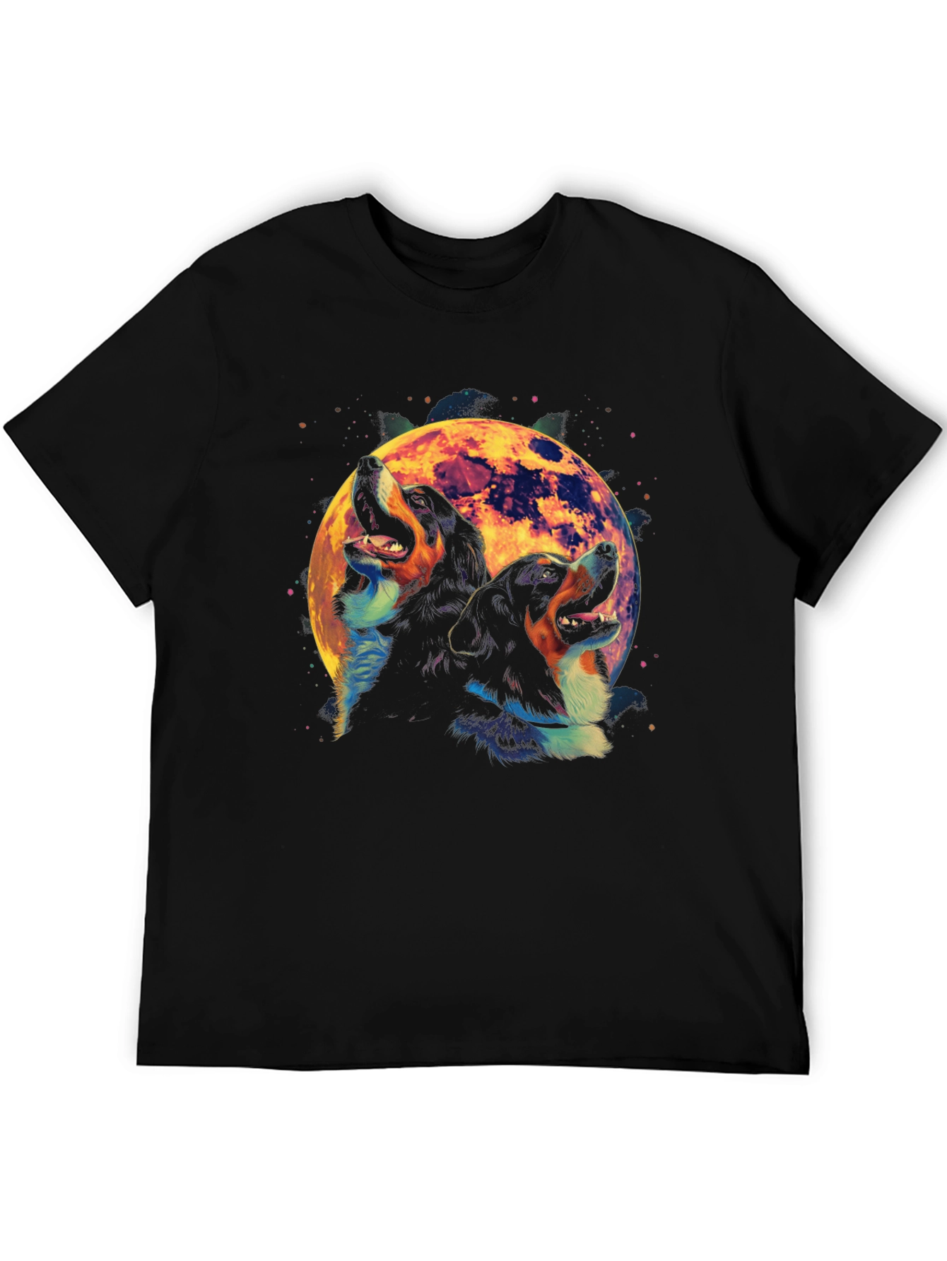 Dog Howling at Moon Graphic T-Shirt