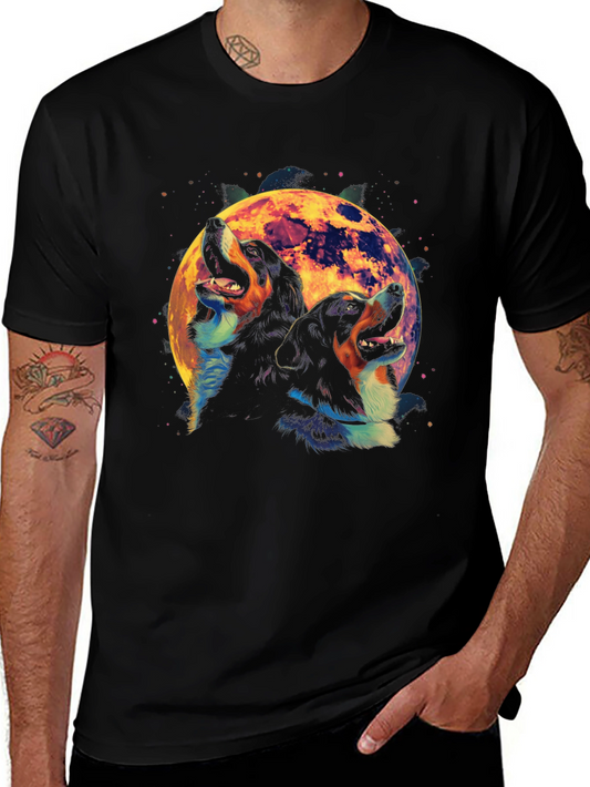 Dog Howling at Moon Graphic T-Shirt