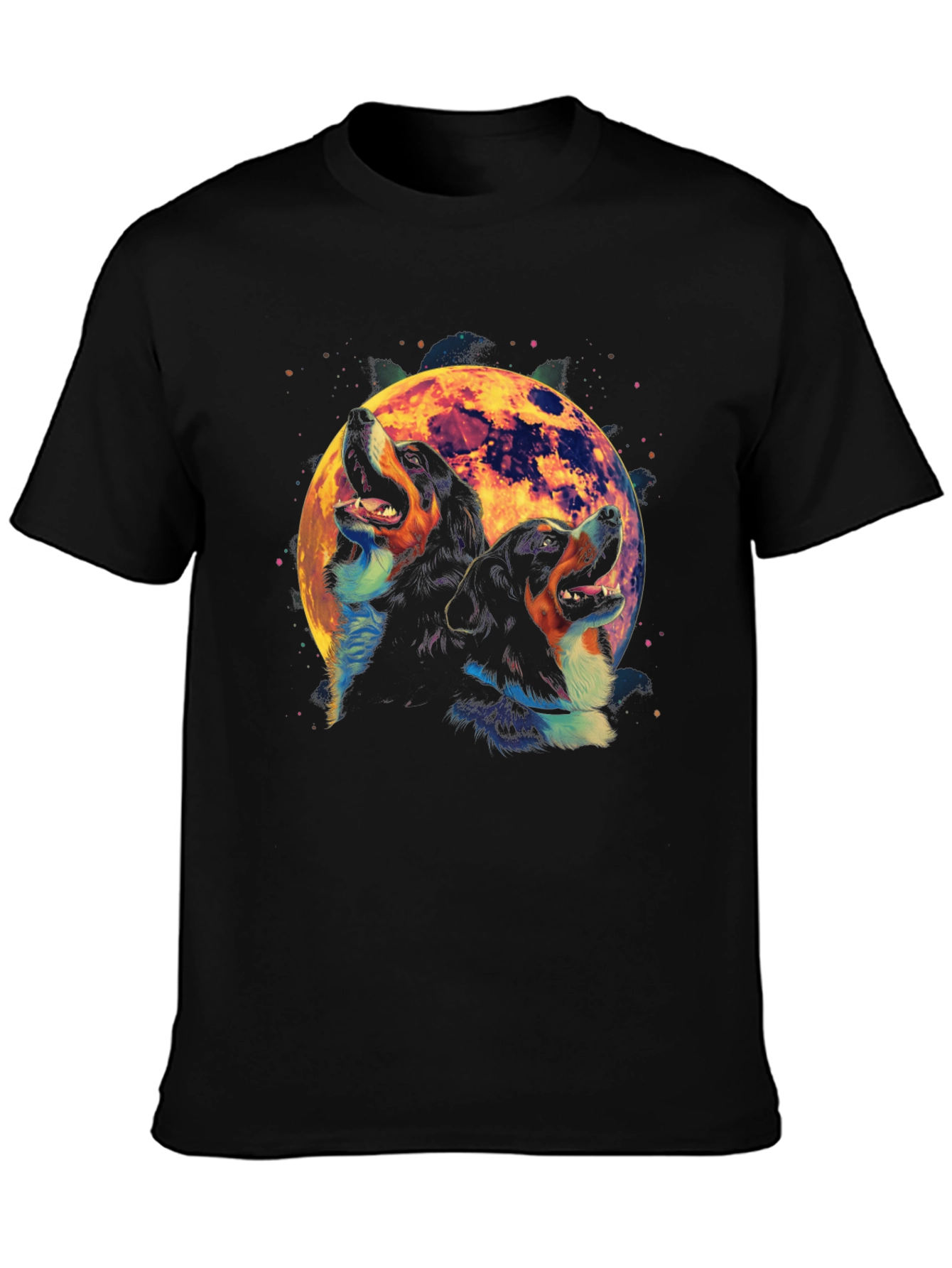 Dog Howling at Moon Graphic T-Shirt