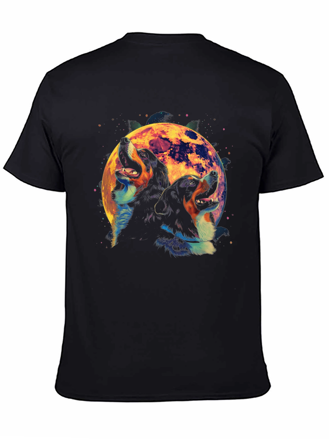 Dog Howling at Moon Graphic T-Shirt