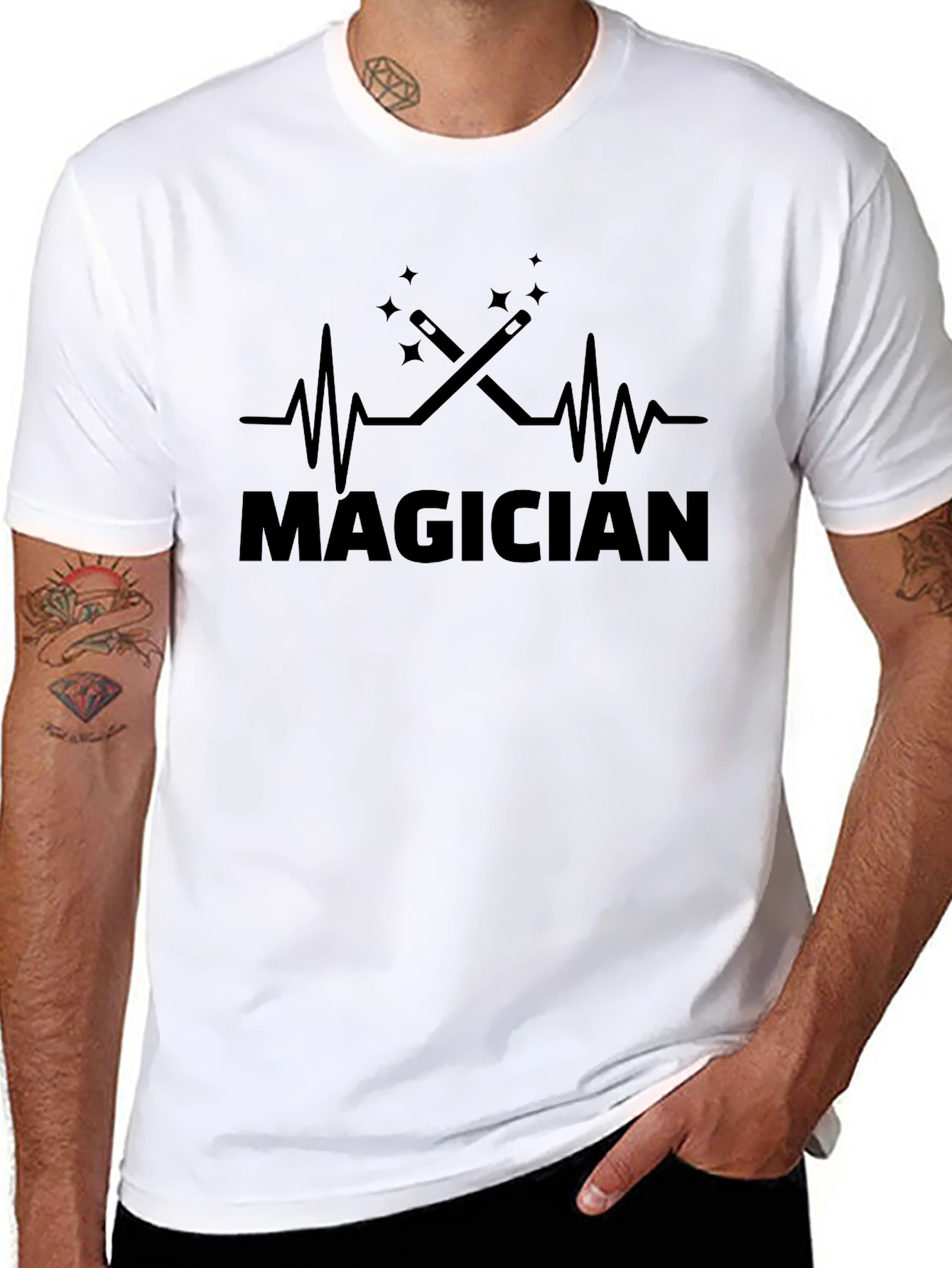 Magician Heartbeat Graphic Tee - Black T-Shirt
