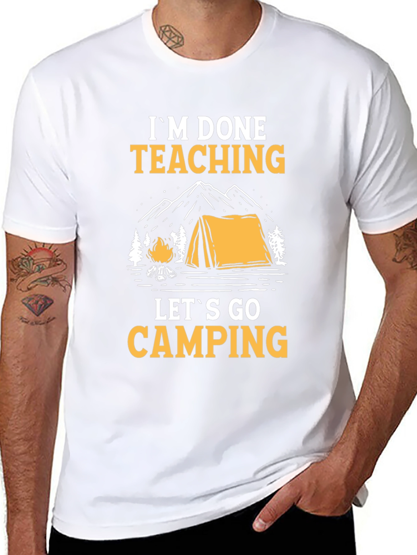 Im Done Teaching Lets Go Camping Black Graphic Tee