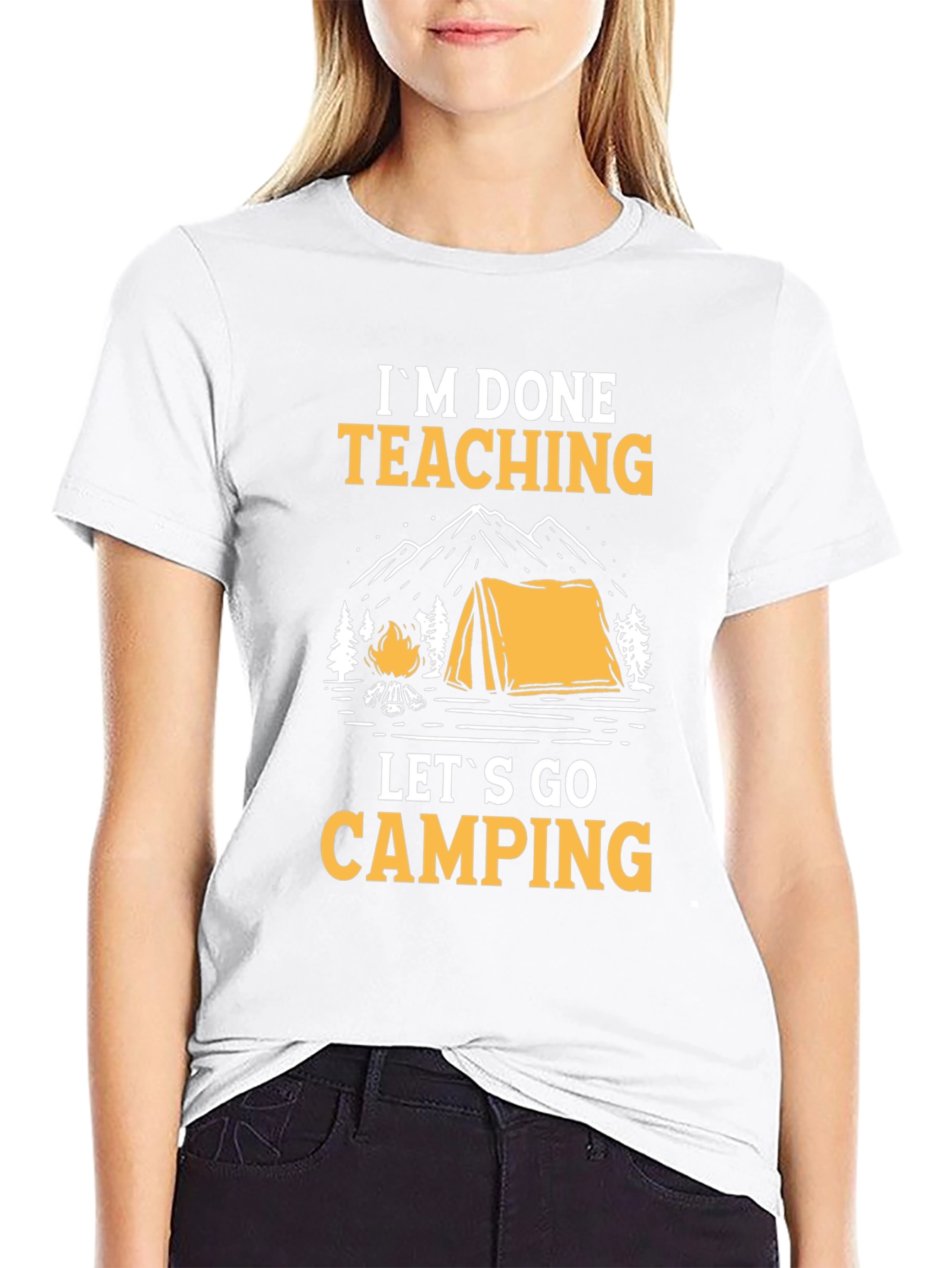 Im Done Teaching Lets Go Camping Black Graphic Tee