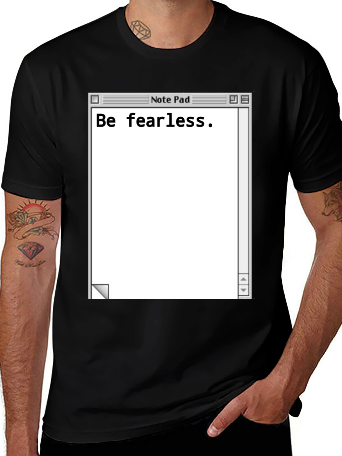 Be Fearless Notepad Graphic Tee - Black