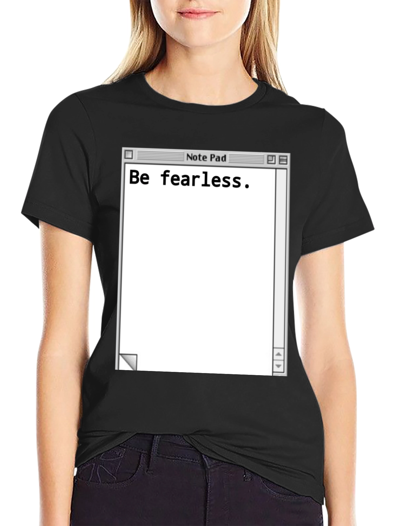 Be Fearless Notepad Graphic Tee - Black