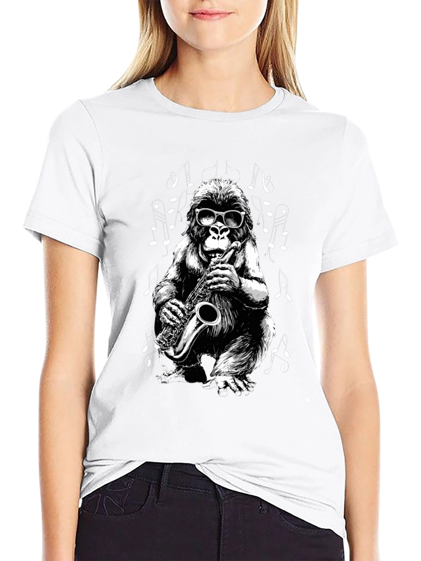 Cool Gorilla Saxophone Player Graphic T-Shirt