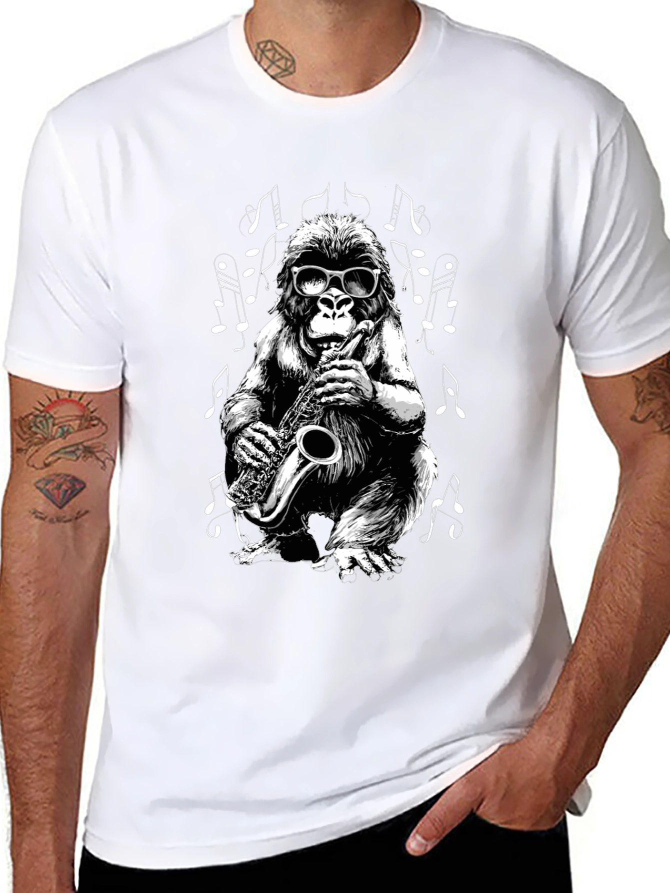 Cool Gorilla Saxophone Player Graphic T-Shirt