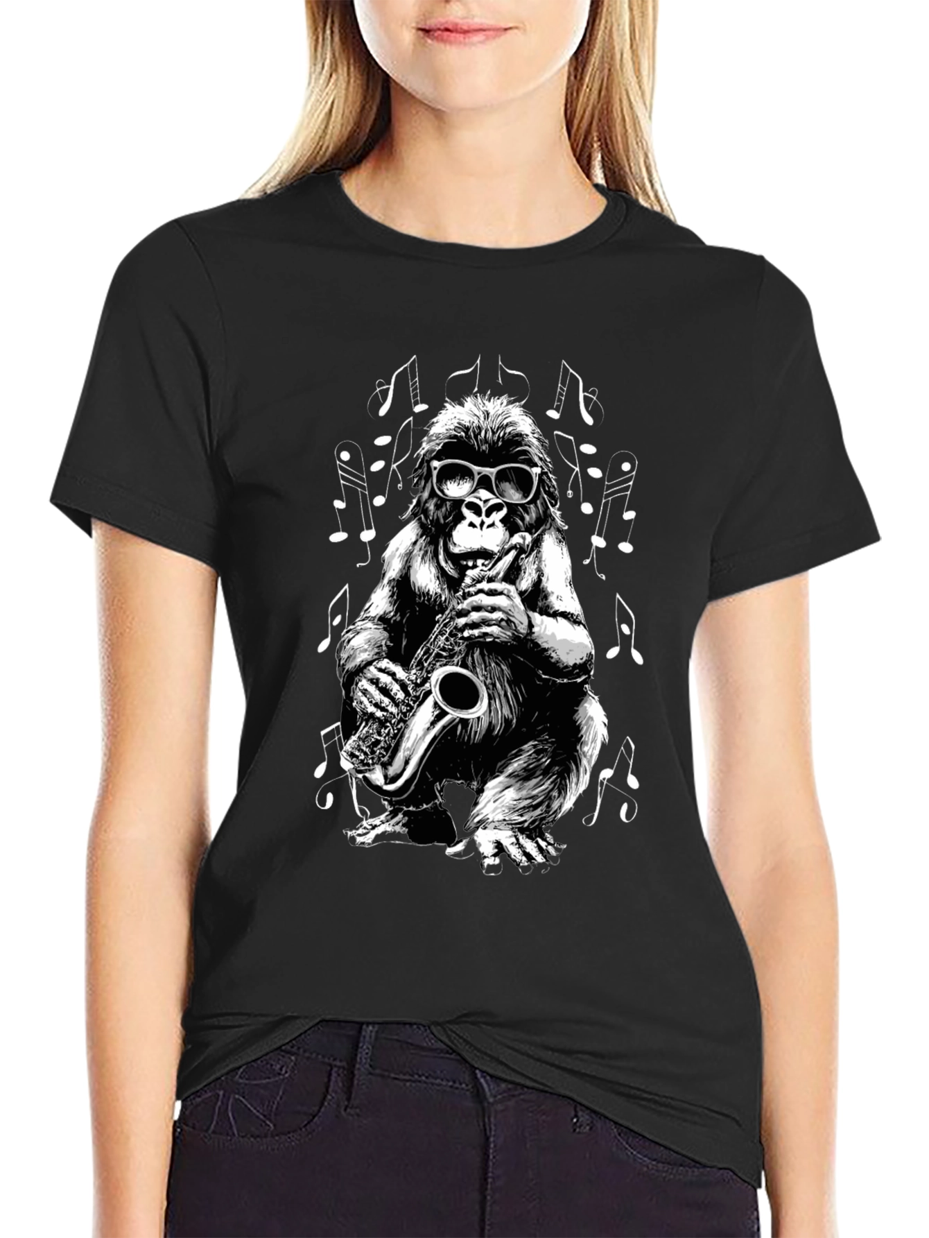 Cool Gorilla Saxophone Player Graphic T-Shirt