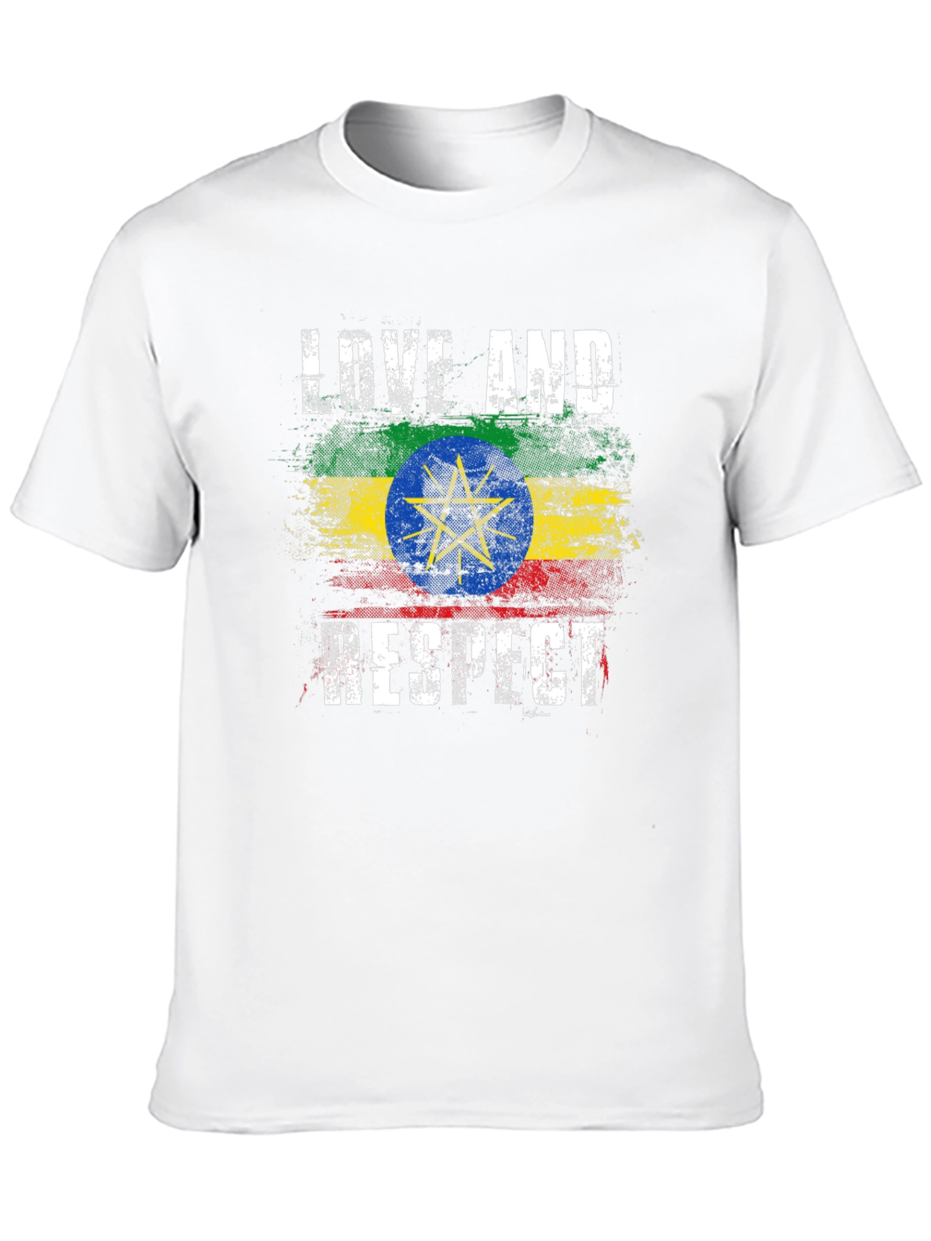 Ethiopia Flag Love and Respect Black T-Shirt