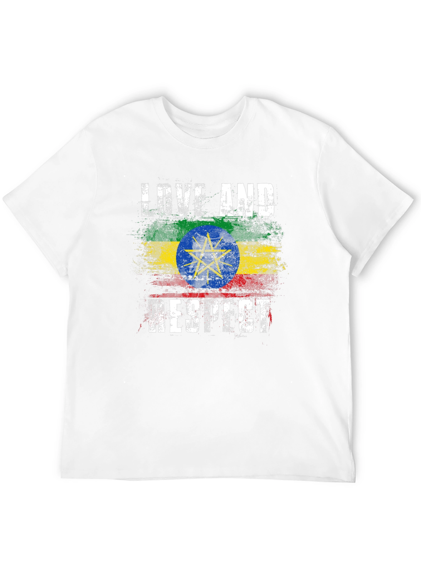 Ethiopia Flag Love and Respect Black T-Shirt