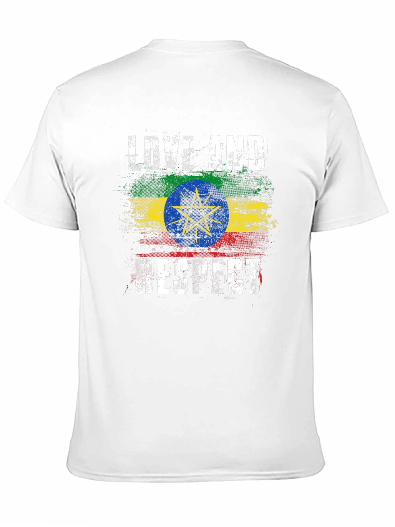 Ethiopia Flag Love and Respect Black T-Shirt