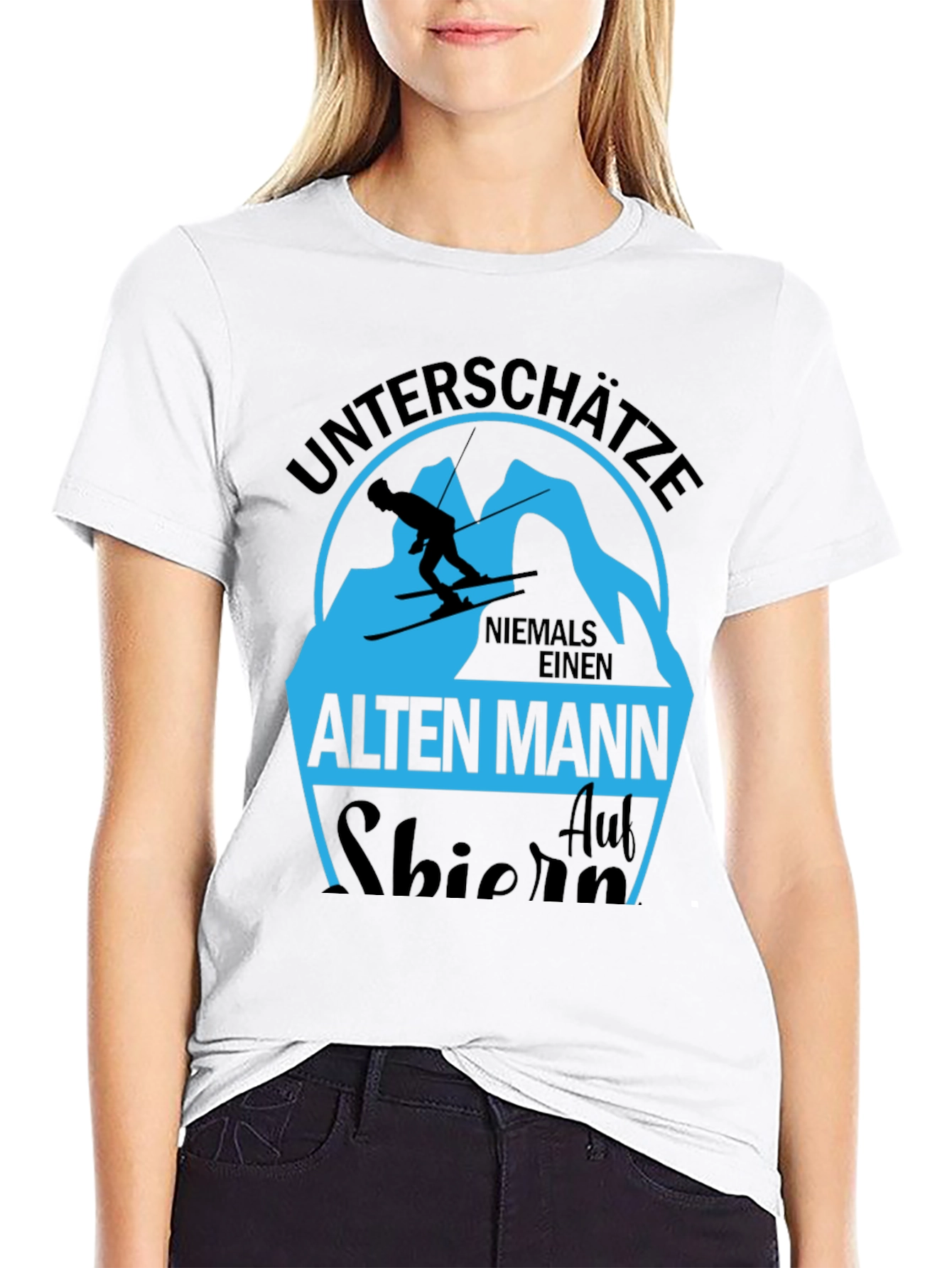 Unterschatze Alten Mann Skiing T-Shirt