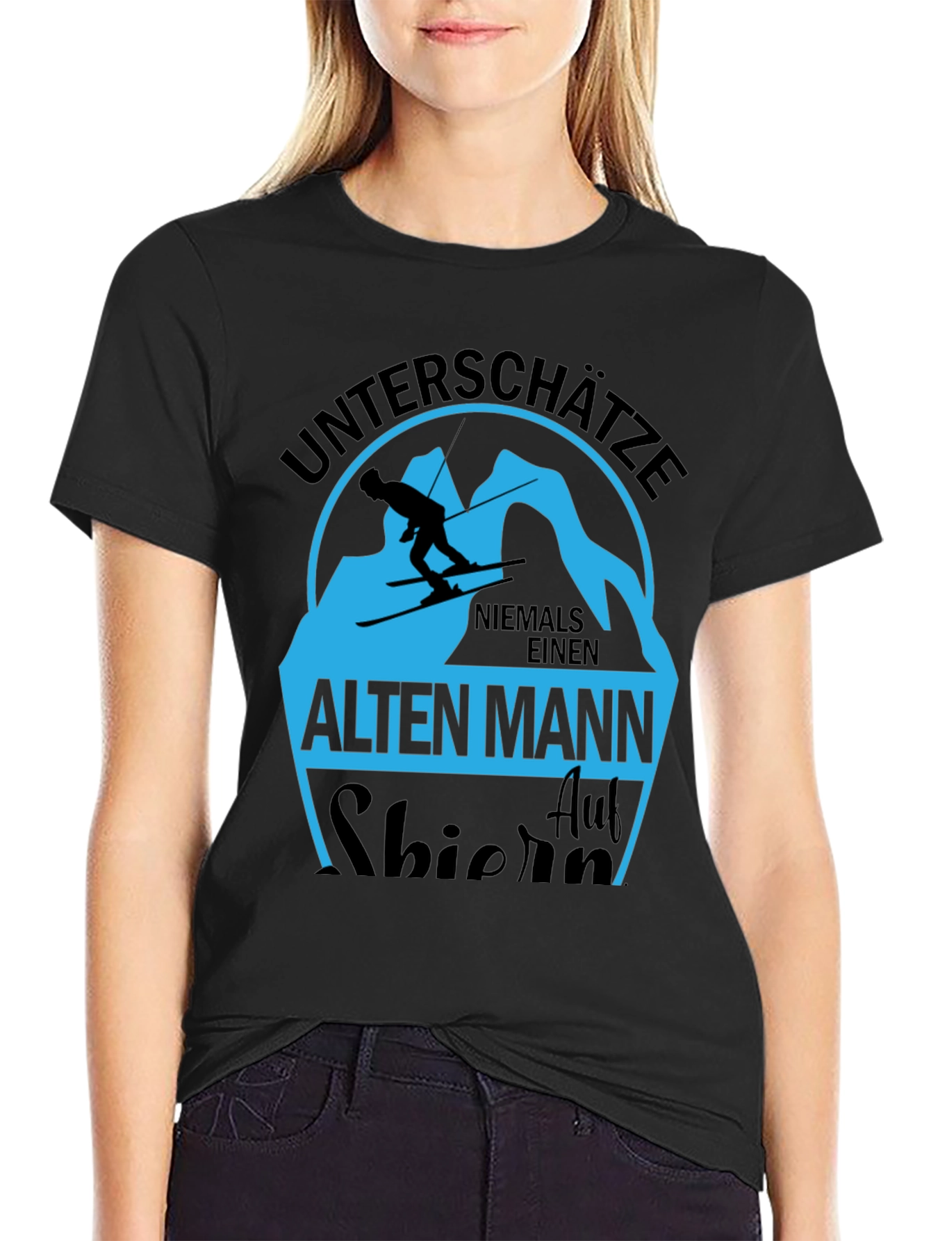 Unterschatze Alten Mann Skiing T-Shirt