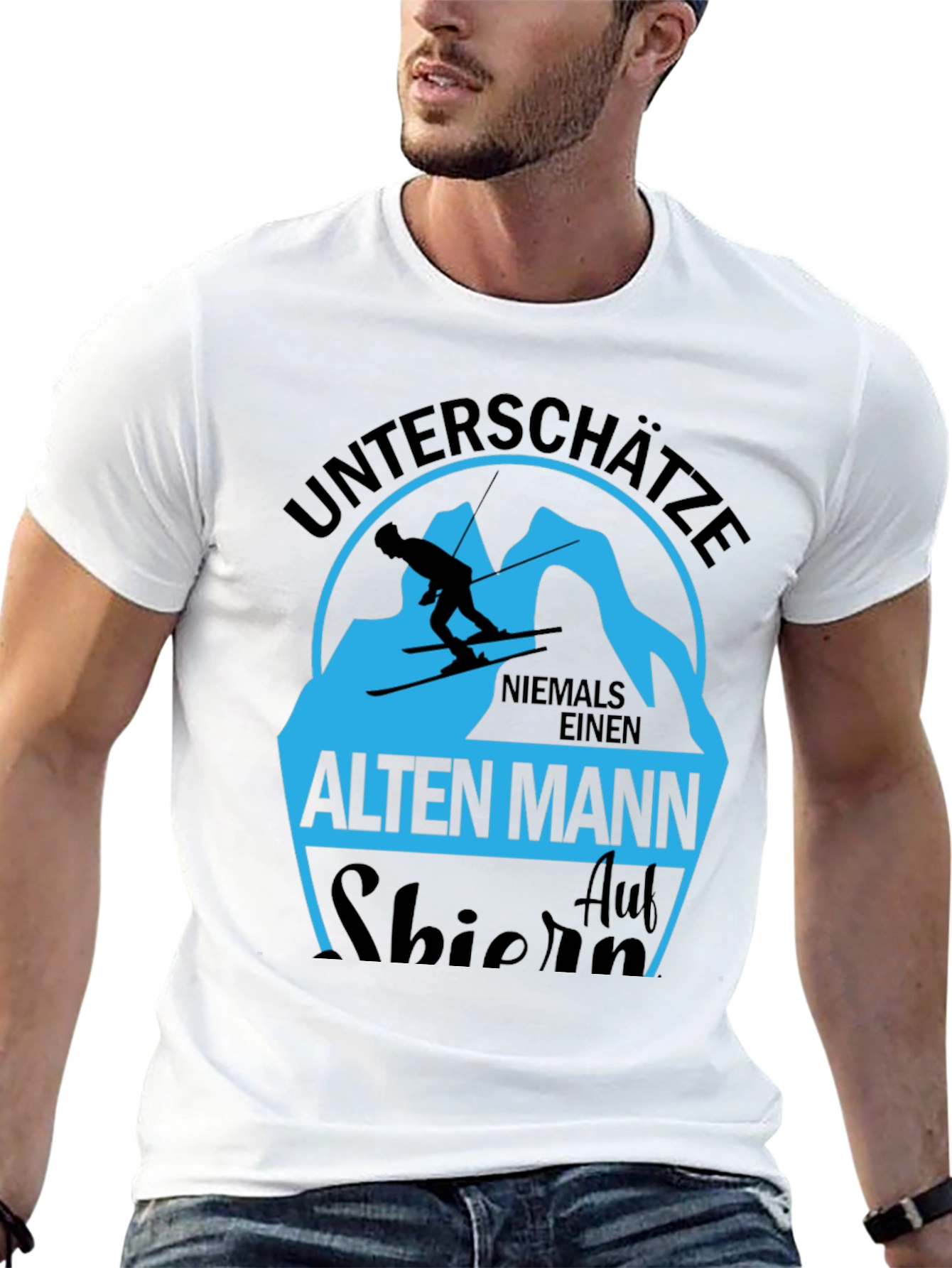 Unterschatze Alten Mann Skiing T-Shirt